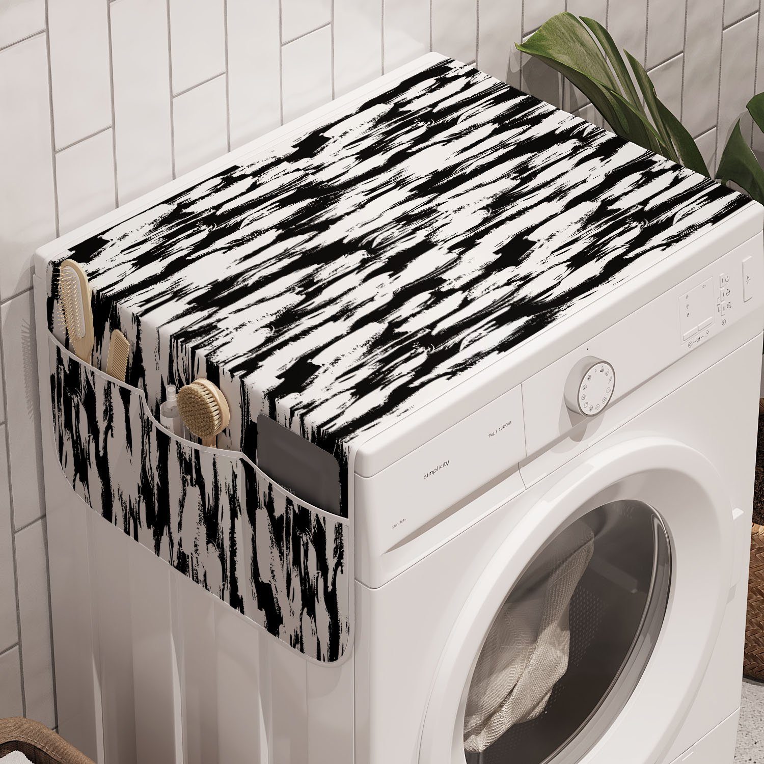 Muster-Grafik Mutige Waschmaschine Retro Abakuhaus Trockner, und für Badorganizer Anti-Rutsch-Stoffabdeckung