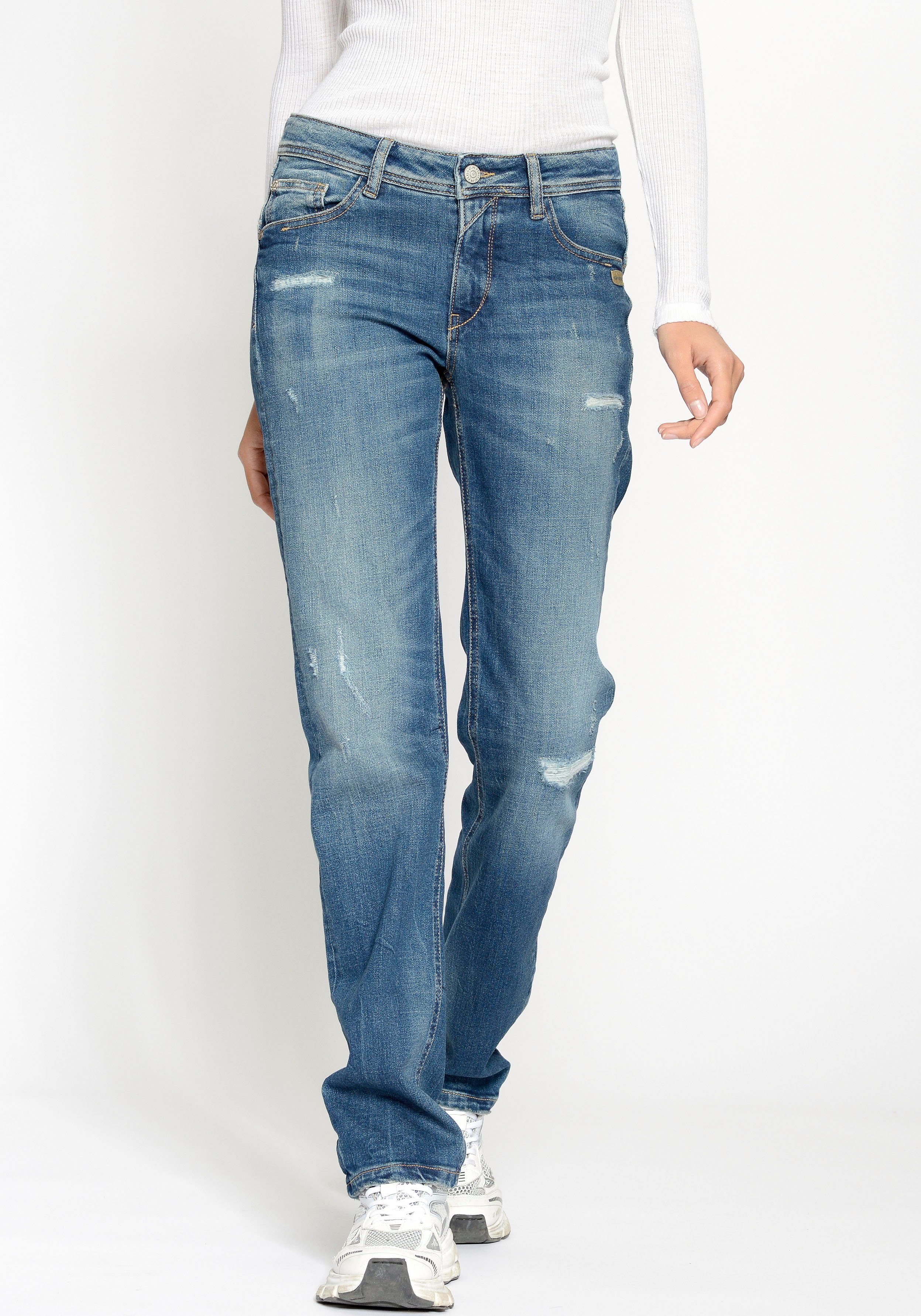 blue mid worn GANG Loose-fit-Jeans