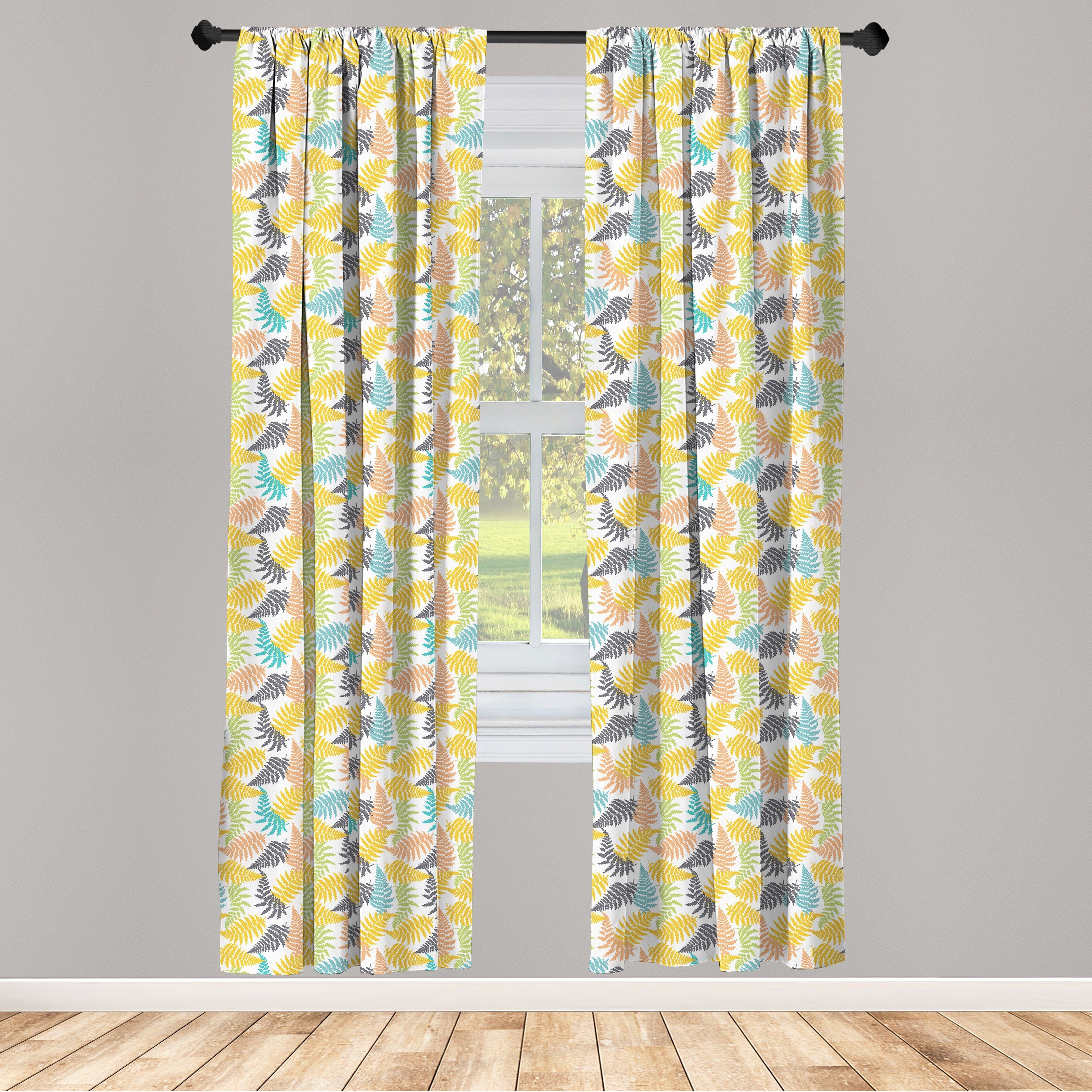 Gardine Vorhang für Wohnzimmer Schlafzimmer Dekor, Abakuhaus, Microfaser, Blätter Botanische tropische Pflanzen