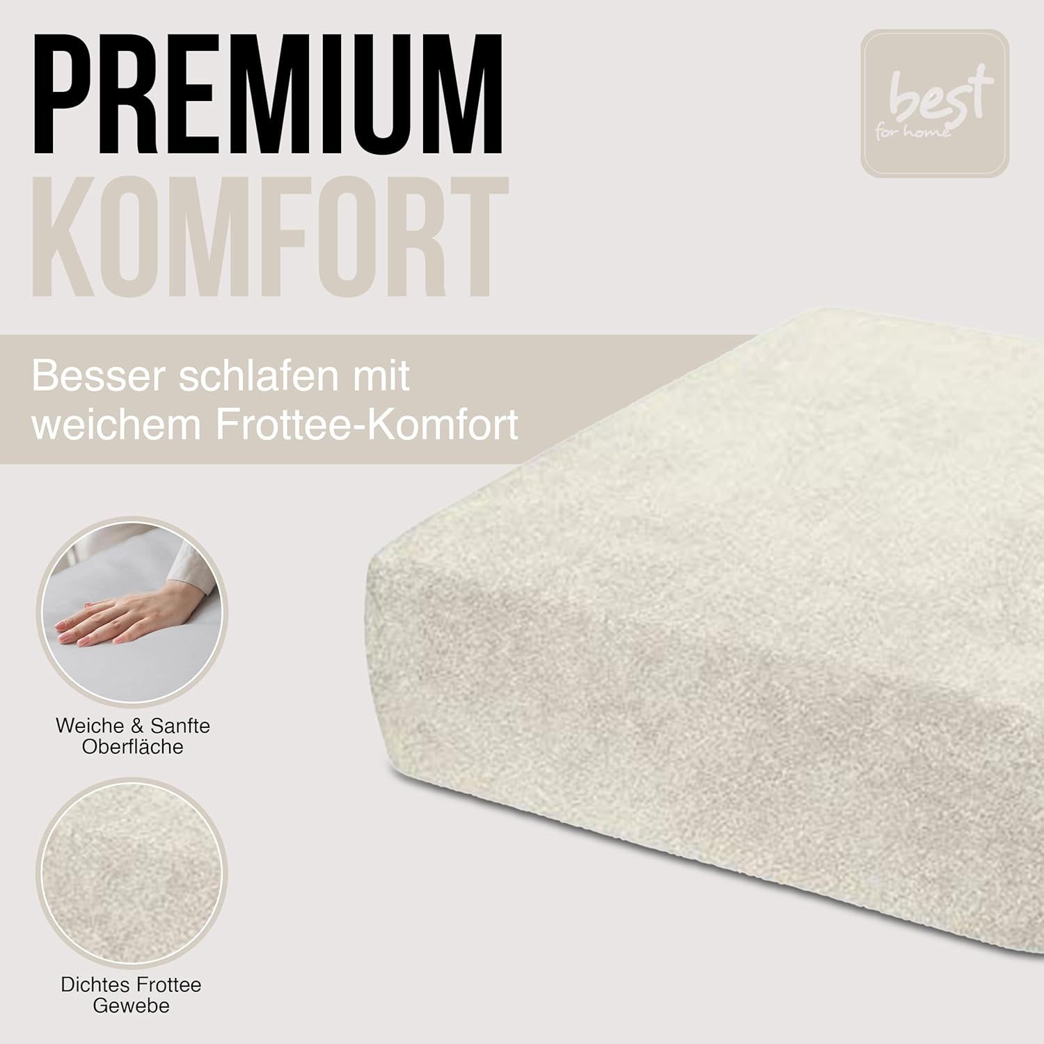 Best for You Spannbettlaken Terry Spannbettlaken–Flauschiger Handtuchstoff für Komfort & Passform, Frotte, Gummizug: Rundum