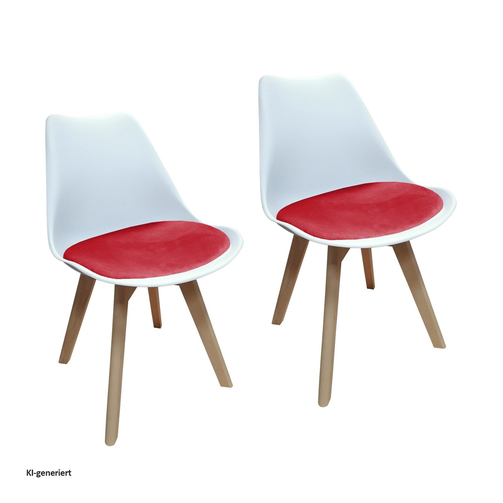 HTI-Living Esszimmerstuhl 2er Set Design-Stühle mit Sitzpolster (Set, 2 St), Esszimmerstuhl Kunststoffschale Samtbezug Holzfüße