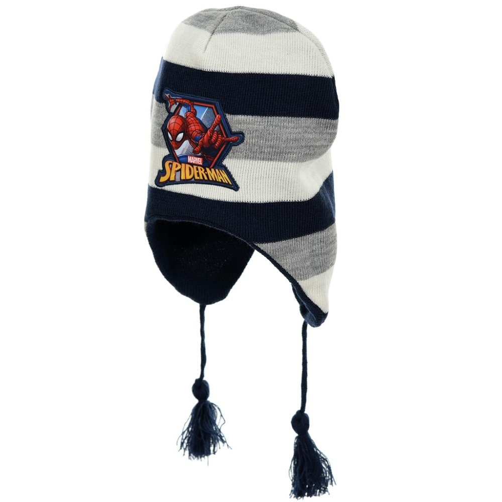 MARVEL Schlupfmütze Marvel Spiderman Kinder Wintermütze peruanische Mütze Kindermütze Gr. 52 - 54