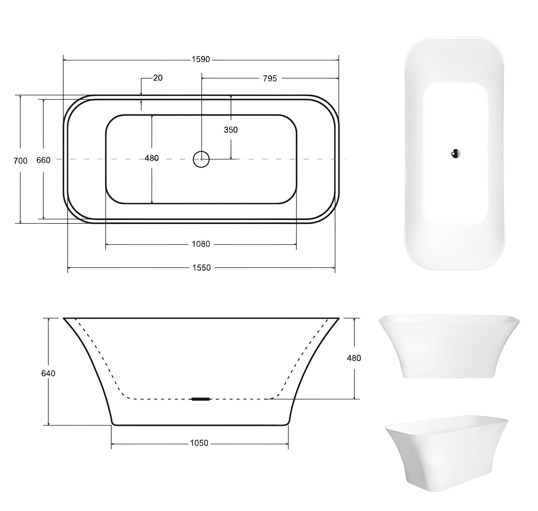Xlmoebel Badewanne Freistehende Design-Badewanne in modernem Schwarz, Hergestellt in Europa