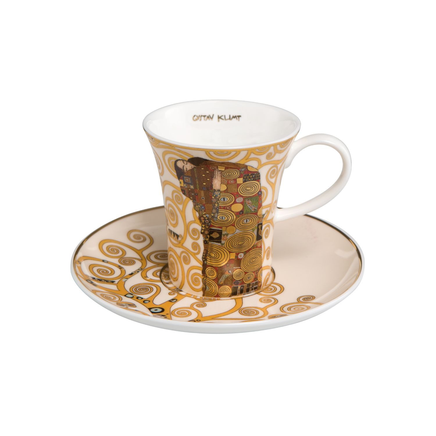 Goebel Espressotasse Gustav Klimt, Porzellan, Echtgolddekor, Gold, Adele Bloch-Bauer + Die Erfüllung, H: 8cm