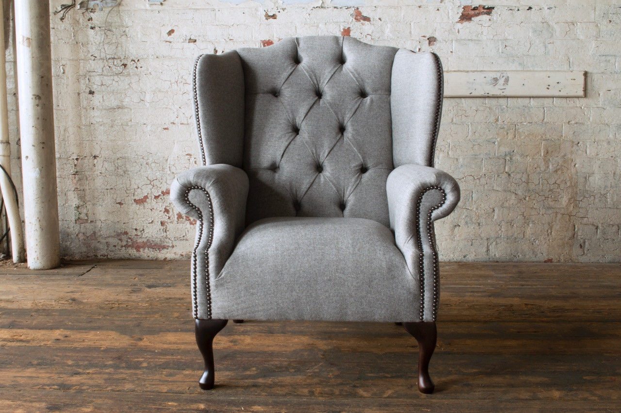 Xlmoebel Ohrensessel Einzelner Ohrensessel Chesterfield mit Stoff- und Ledermaterialien (Sessel), Hergestellt in Europa