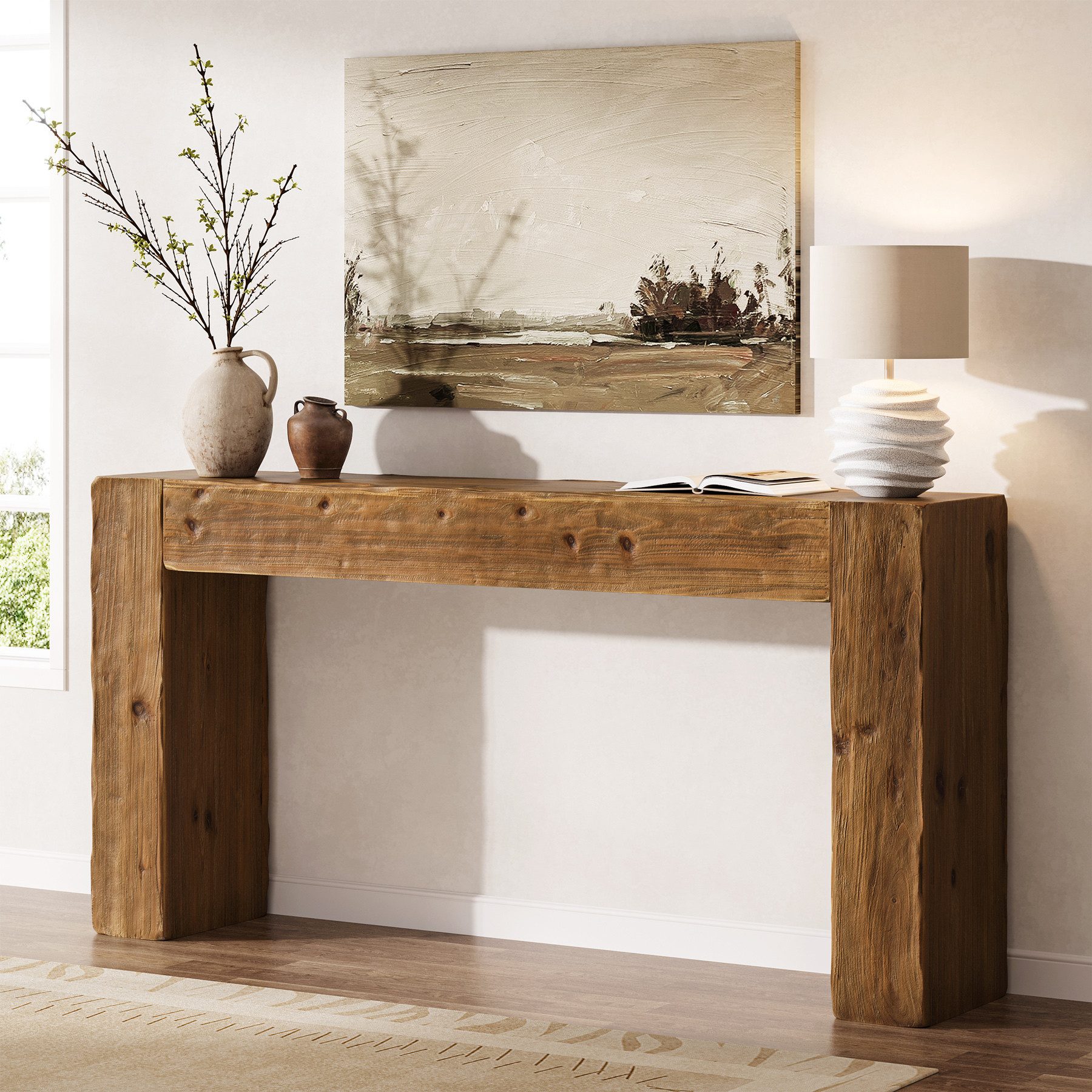 Tribesigns Konsolentisch aus Massivholz, 160 cm Flurtisch, Sofatisch hinter der Couch
