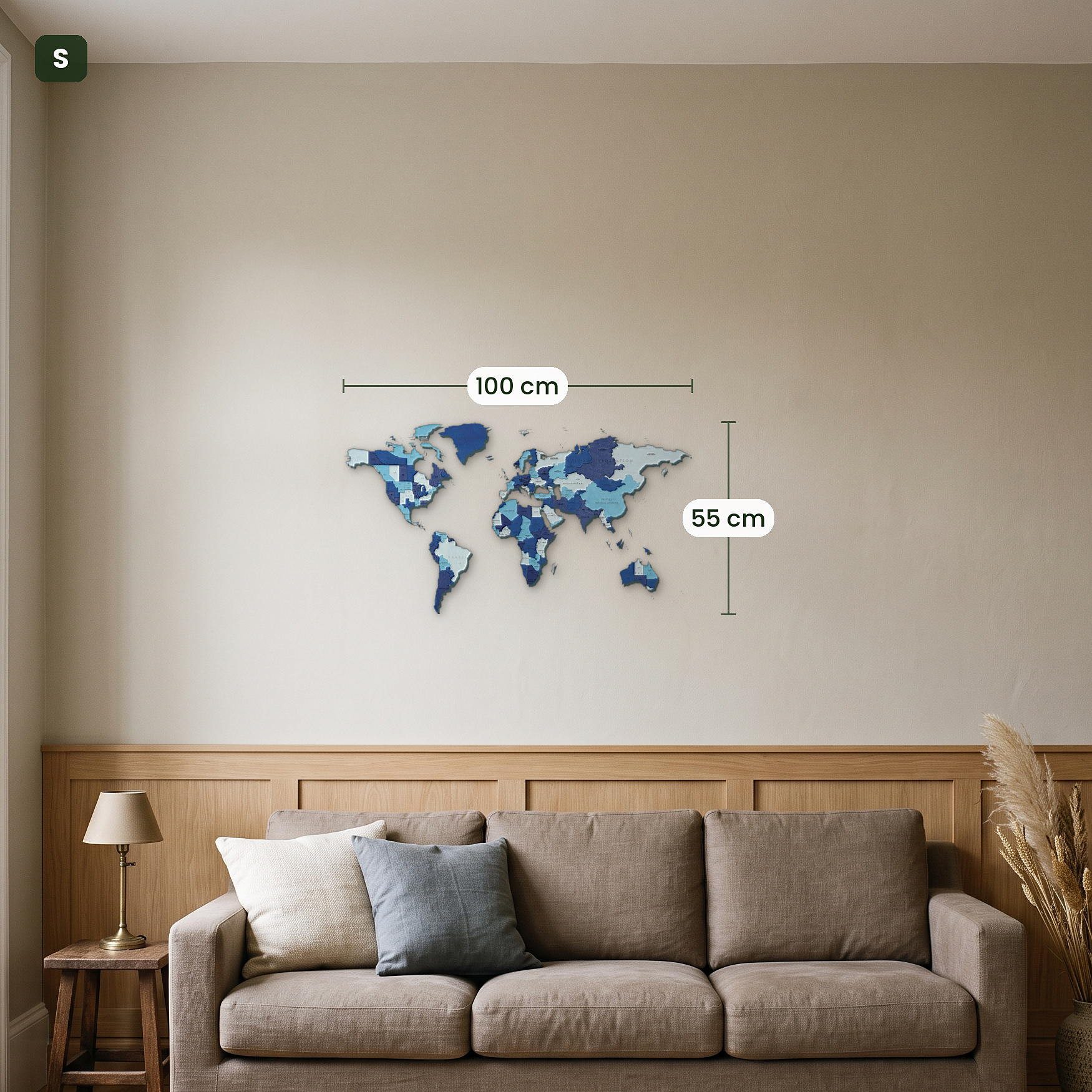 Eco Wood Art Wandbild Mehrfarbige Weltkarte Wandpuzzle aus Holz, Weltkarte