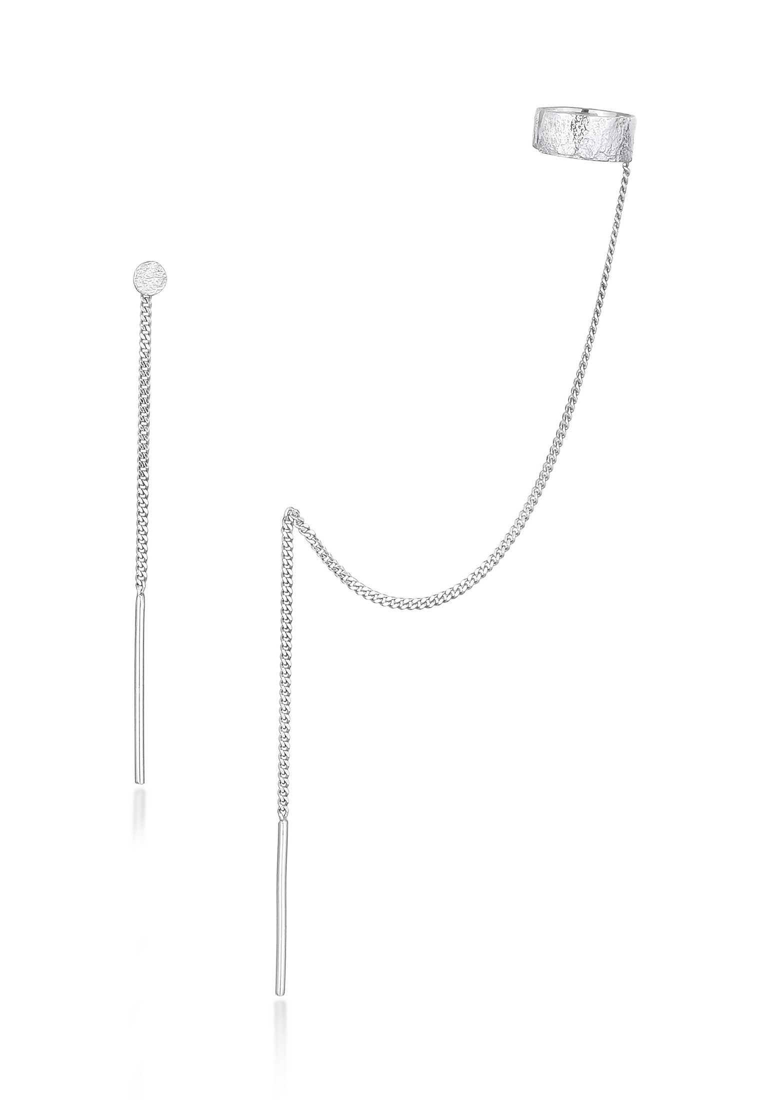 Elli Paar Ohrhänger Set Earcuff Durchzieher Gehämmert 925 Silber, Plättchen günstig online kaufen
