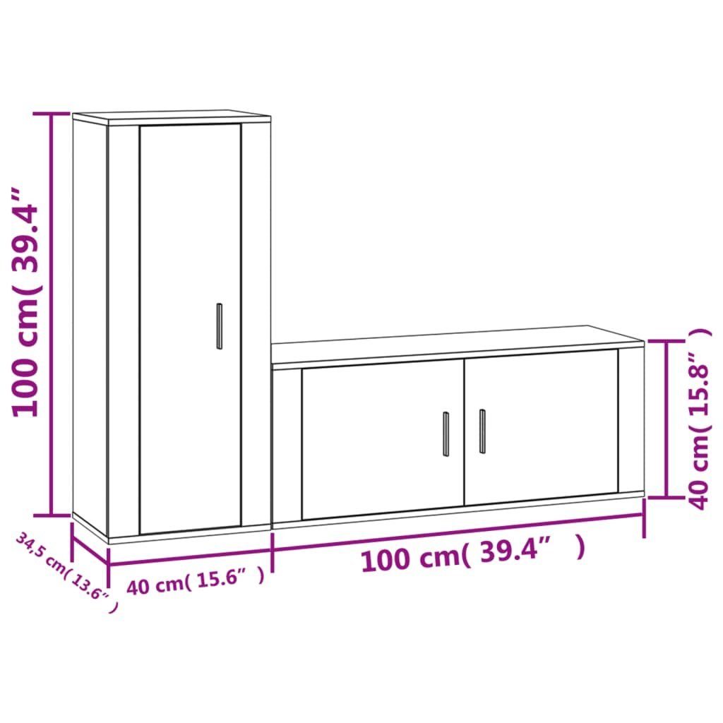 (2-St) TV-Schrank-Set TV-Schrank vidaXL Hochglanz-Weiß Holzwerkstoff 2-tlg.