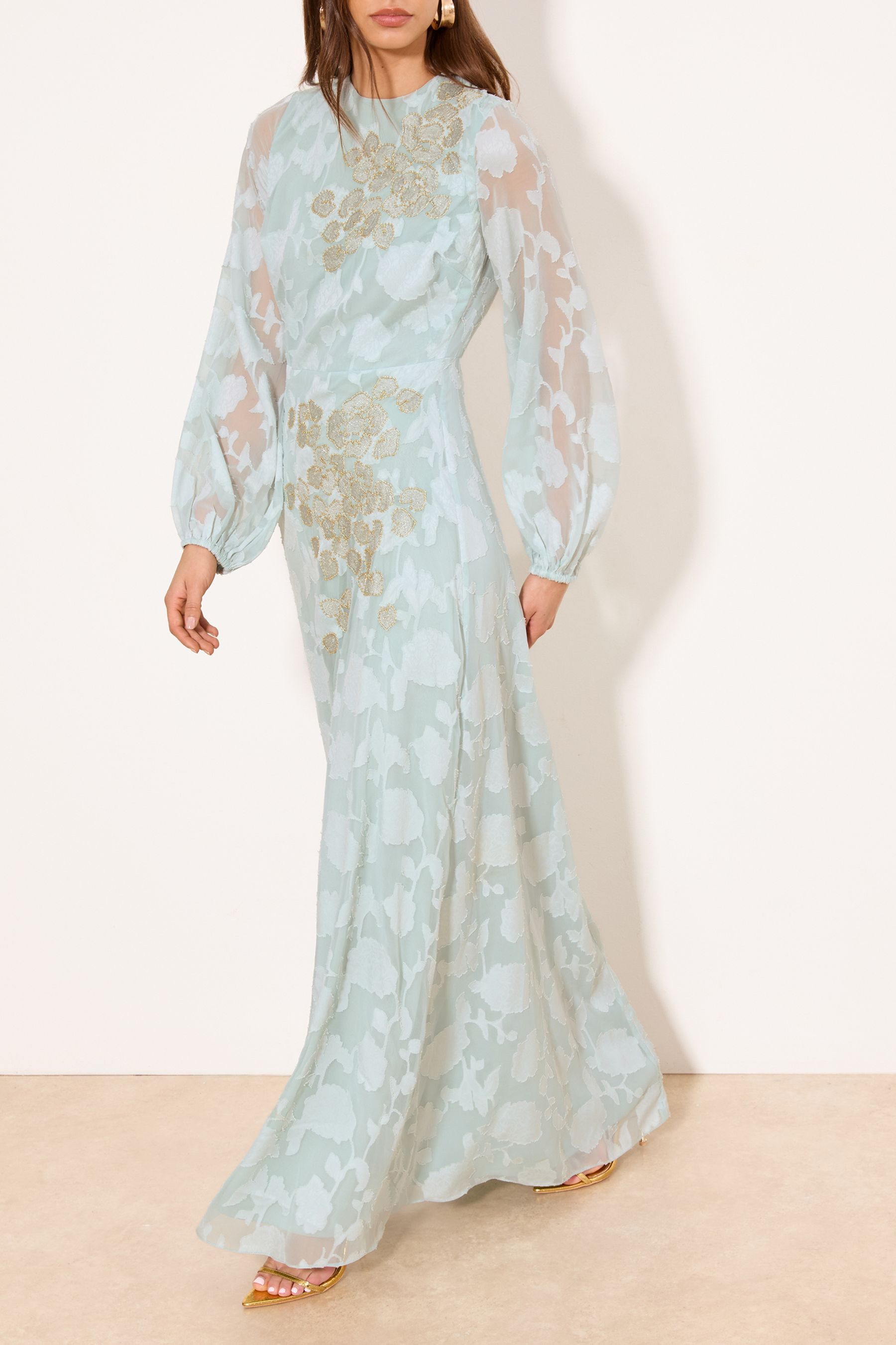 LIPSY Maxikleid Lipsy Langärmeliges EID Maxikleid mit Stickerei (1-tlg)