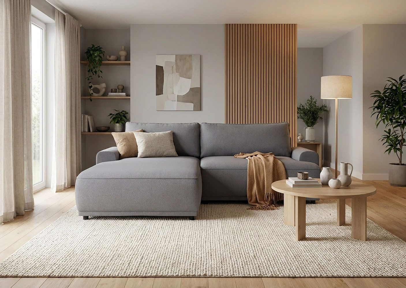 TRENDMANUFAKTUR Ecksofa Fordon, Schlafsofa mit Bettkasten, Couch in L-Form, Breite 250 cm, in Struktur LUMOS, 3D-Effekt, anthrazit, Recamiere links