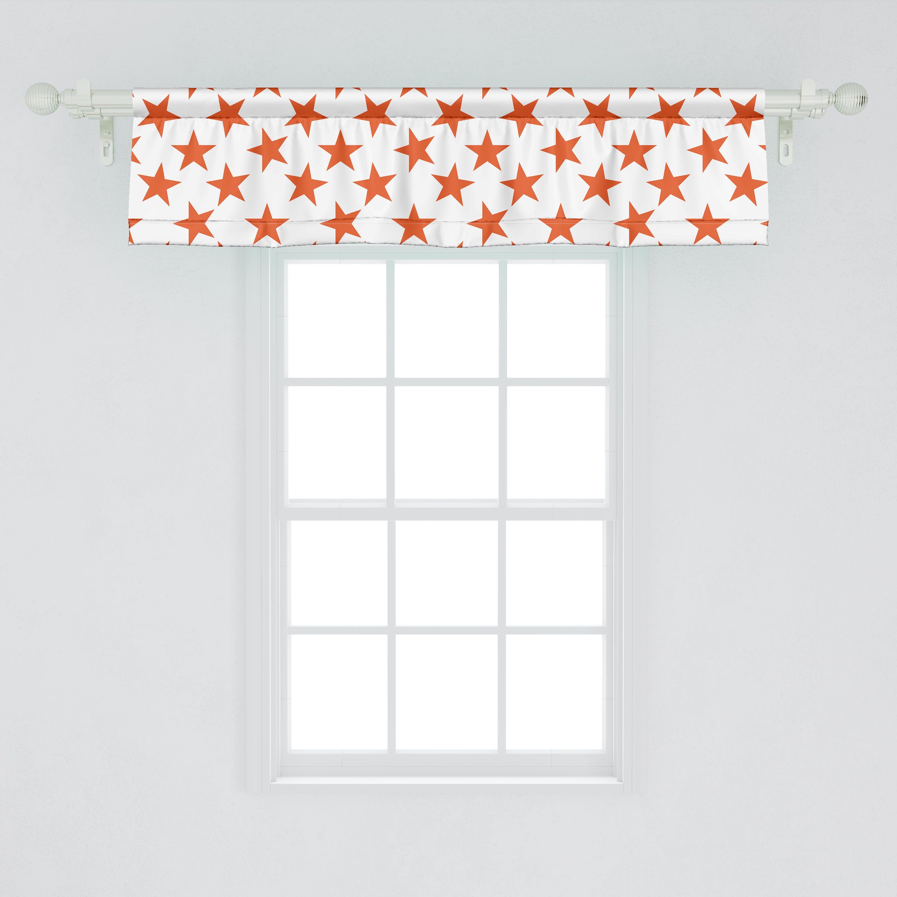 Stangentasche, Vorhang Scheibengardine für Dekor Abakuhaus, Volant Abstrakt Burnt Microfaser, mit Küche Schlafzimmer Orange-Star-Shapes