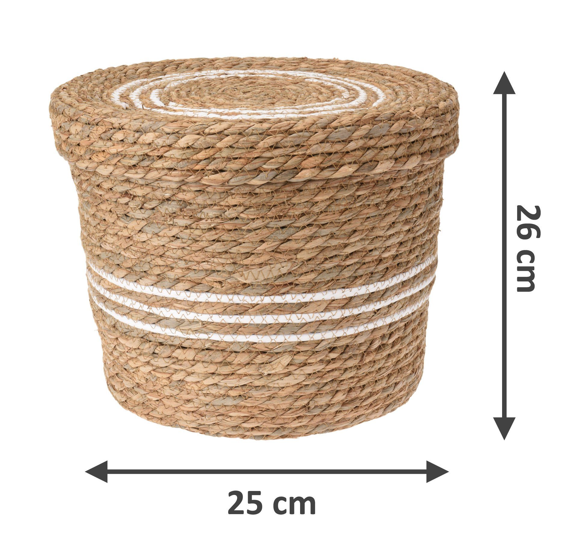 Spetebo Allzweckkorb Set Aufbewahrungskorb aus Seegras 37, 32, 26 cm (Packung, 1 tlg), Korbset aus Seegras mit Deckel