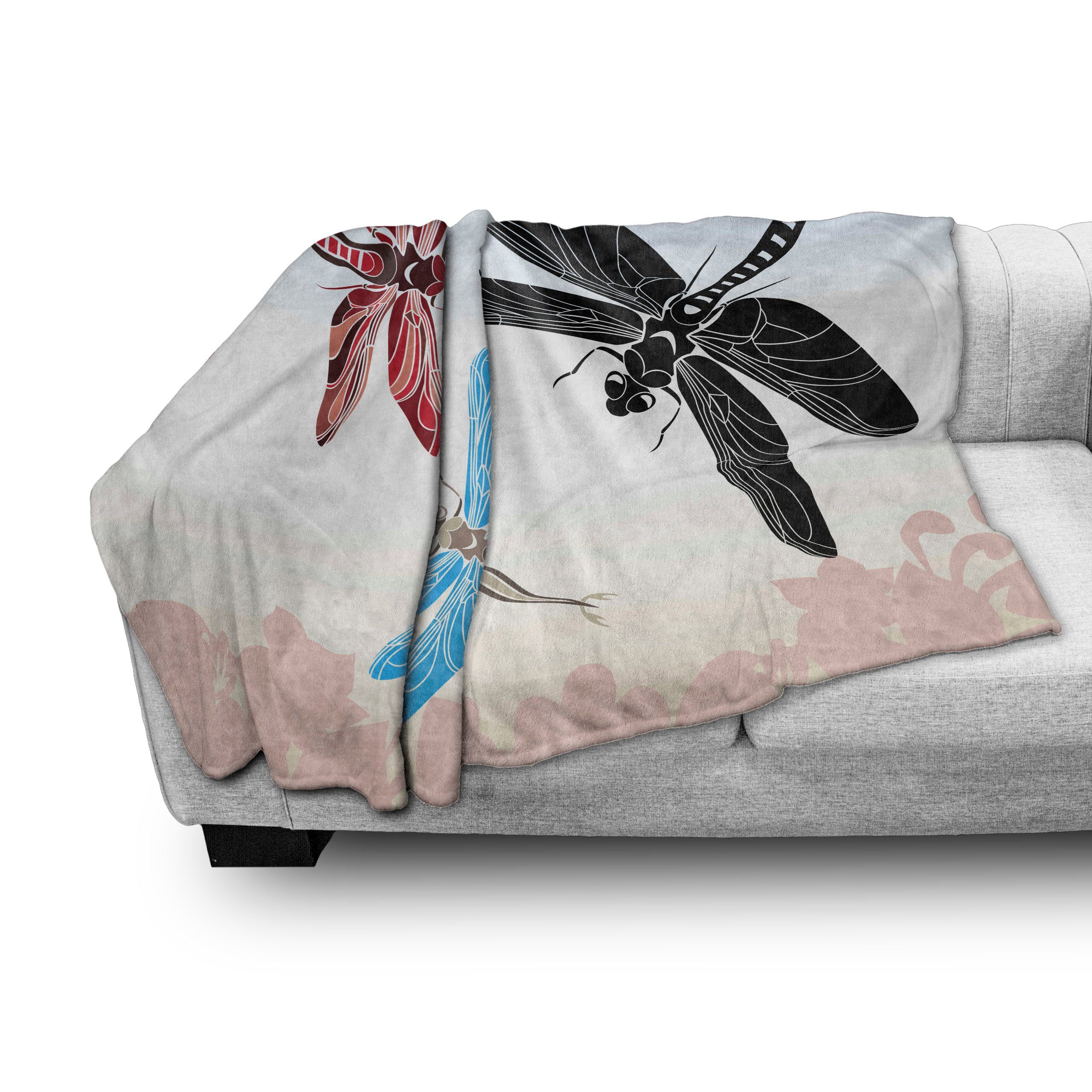 Exotic Libelle Flügel Innen- Plüsch Abakuhaus, für Gemütlicher den Wohndecke Animal und Außenbereich,