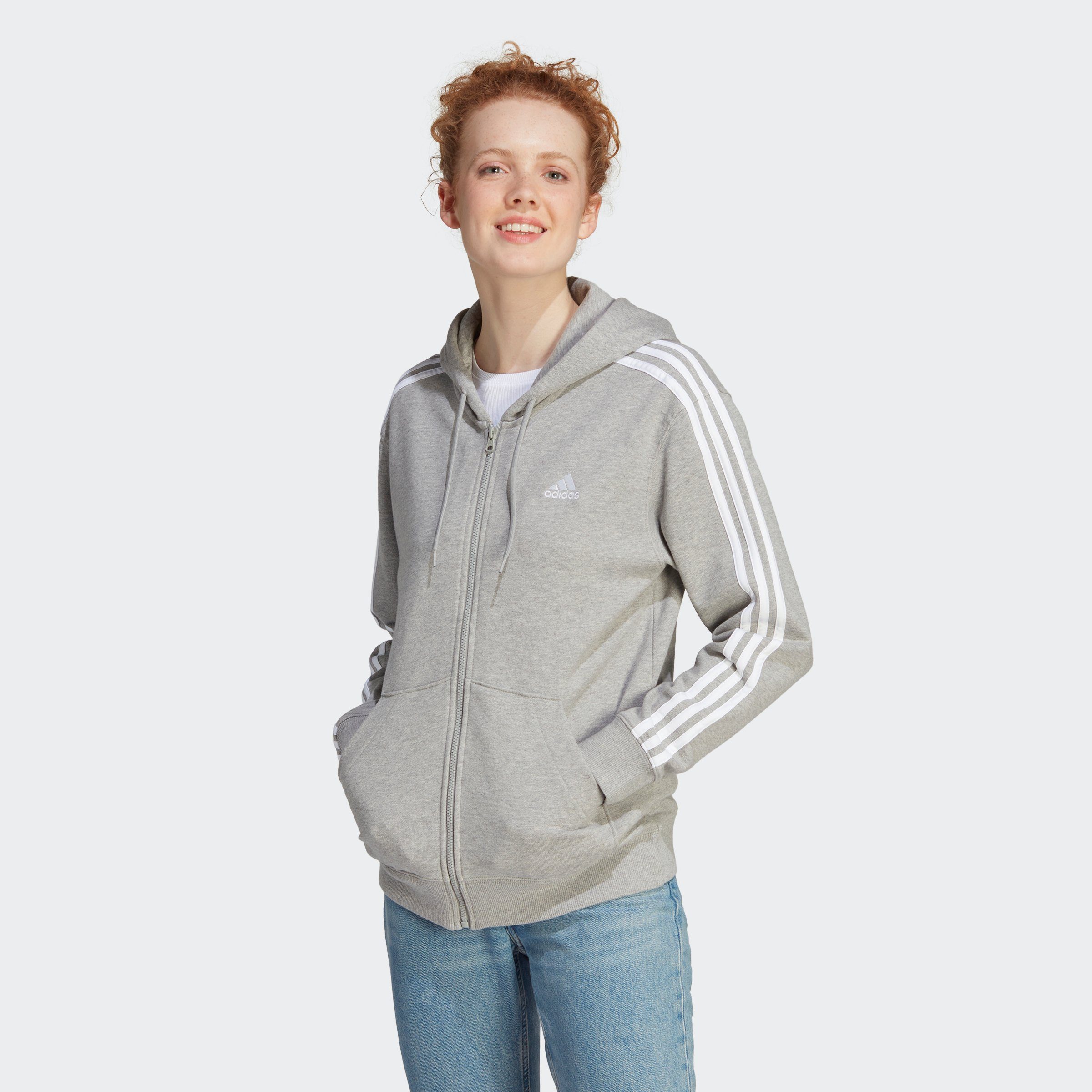 adidas Sportswear Kapuzensweatshirt ESSENTIALS 3STREIFEN FRENCH TERRY REGULAR KAPUZENJACKE (1-tlg) mgreyh