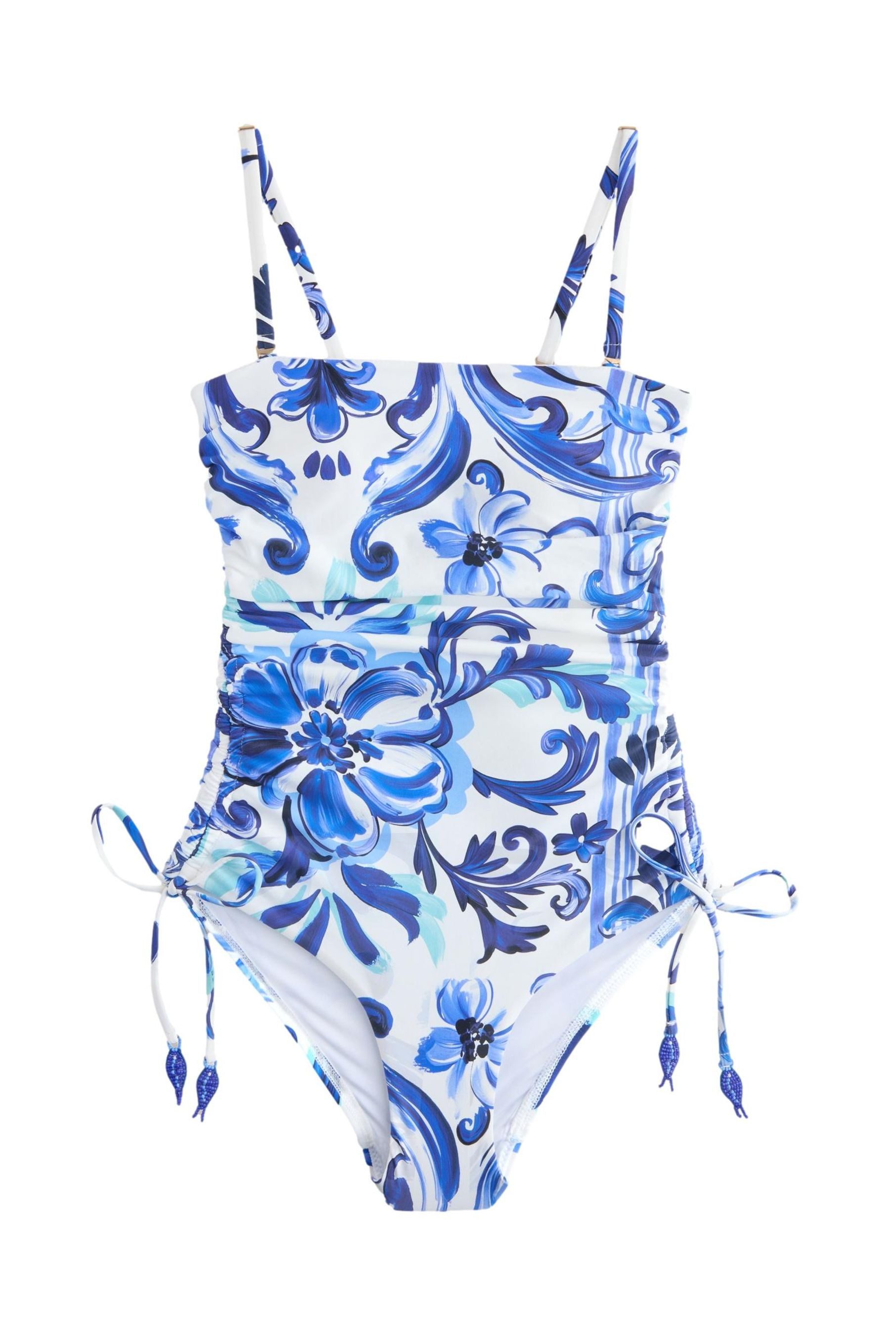 Next Badeanzug Bauchformender Bandeau-Badeanzug mit Beinrüschen (1-St) günstig online kaufen