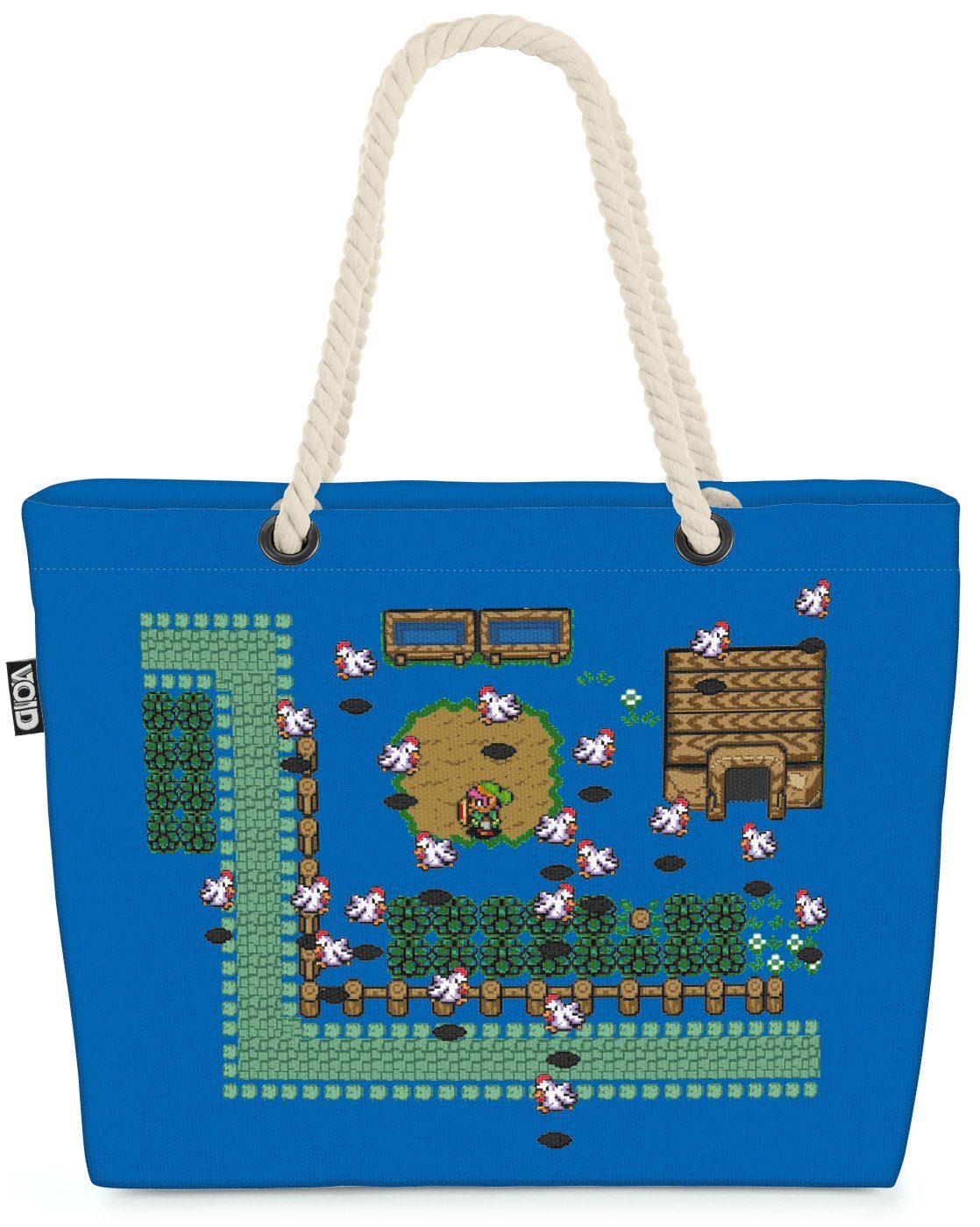 VOID Strandtasche (1-tlg), Link Gamer Shopper zelda boy Beach Bag Pixel Game Hyrule wii blau