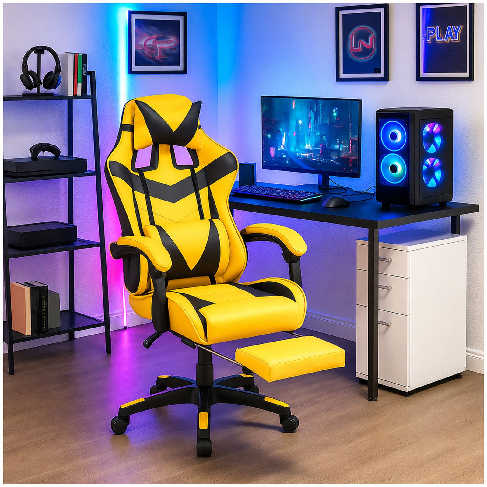 HTI-Living Drehstuhl Ergonomischer Gaming Stuhl mit Fußstütze (Stück, 1 St), Bürostuhl Drehstuhl Schreibtischstuhl
