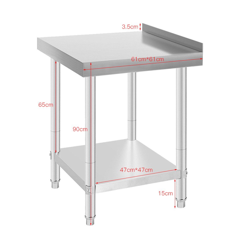 JEOBEST Arbeitstisch Edelstahl Arbeitstisch Küche 90x61x61cm, günstig online kaufen