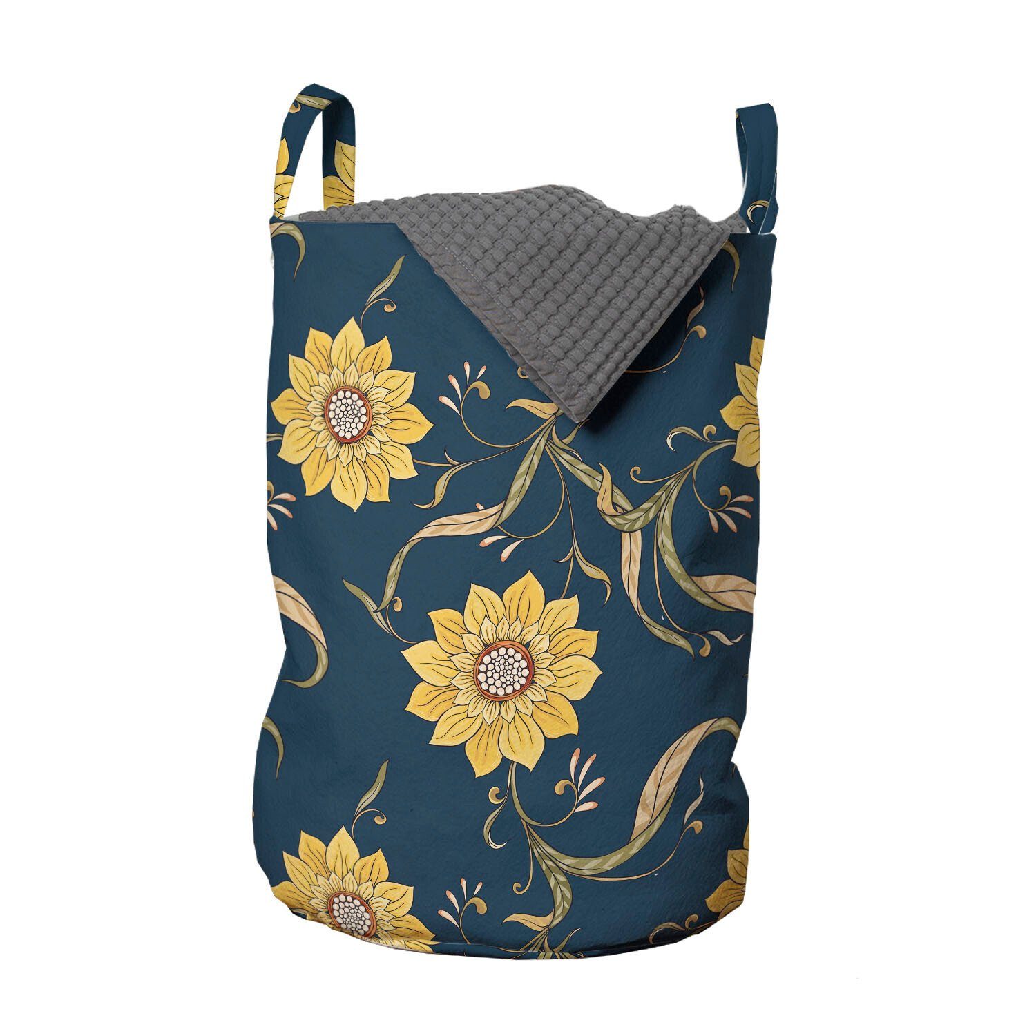Abakuhaus Wäschesäckchen Wäschekorb mit Griffen Kordelzugverschluss für Waschsalons, Sonnenblume Helianthus Blumenblütenblätter