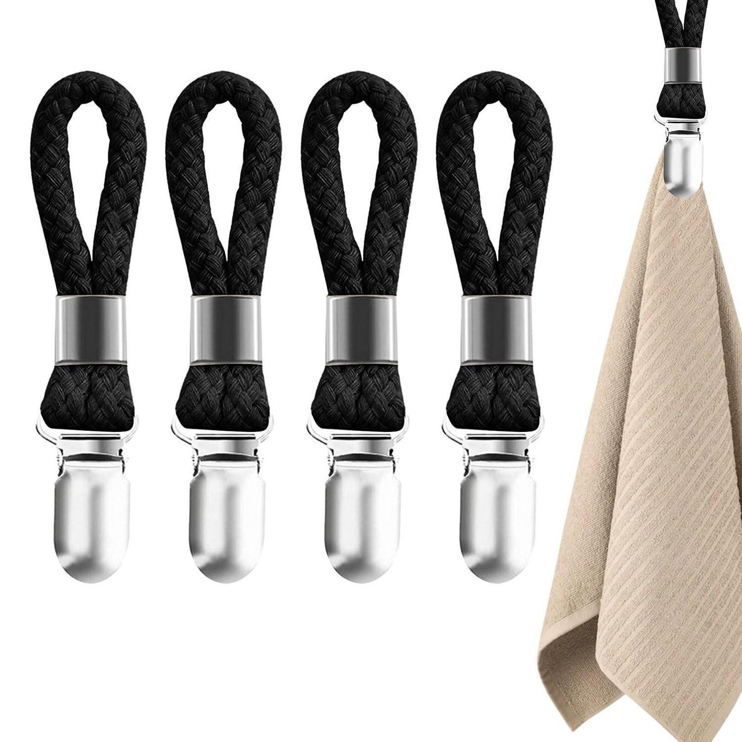 LuxusKollektion Stoffklammer 4er Set Handtuchhalter Schwarz