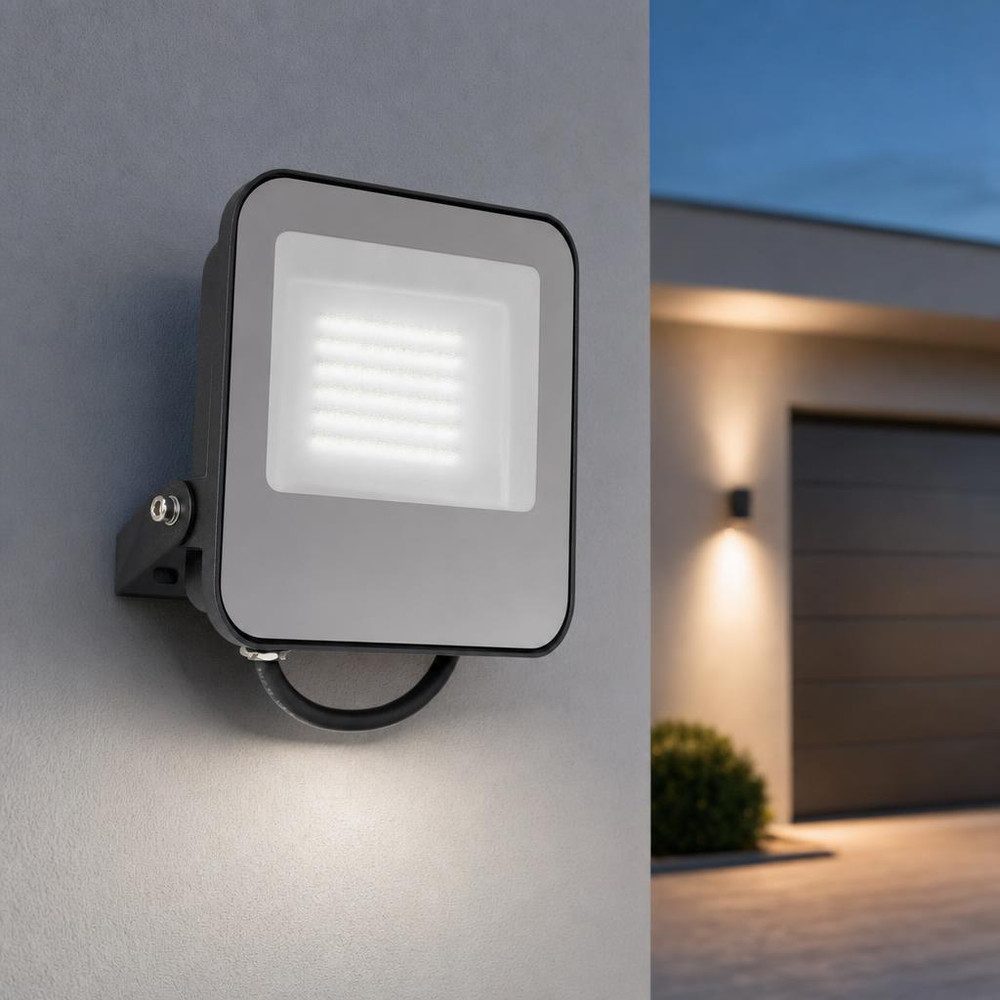 V-TAC LED Flutlichtstrahler, LED-Leuchtmittel fest verbaut, Tageslichtweiß, LED Flutlichtstrahler Aluminium Schwarz IP65 Tageslichtweiß