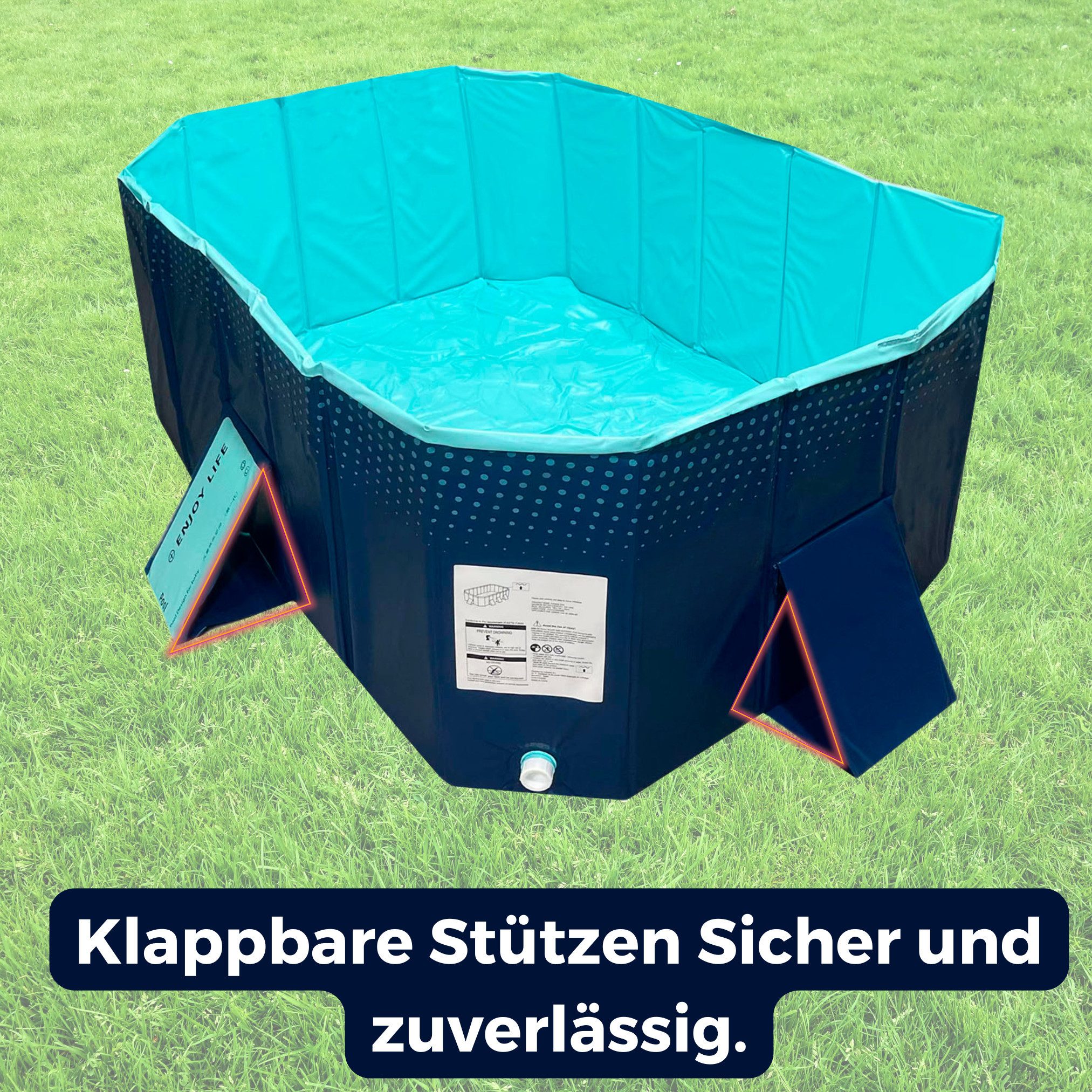 Starlyf Planschbecken Foldable Pool, (3 Varianten, 1-tlg., 348 Liter, 600 Liter & 1000 Liter), faltbarer Pool ohne Aufblasen, langlebig & robust