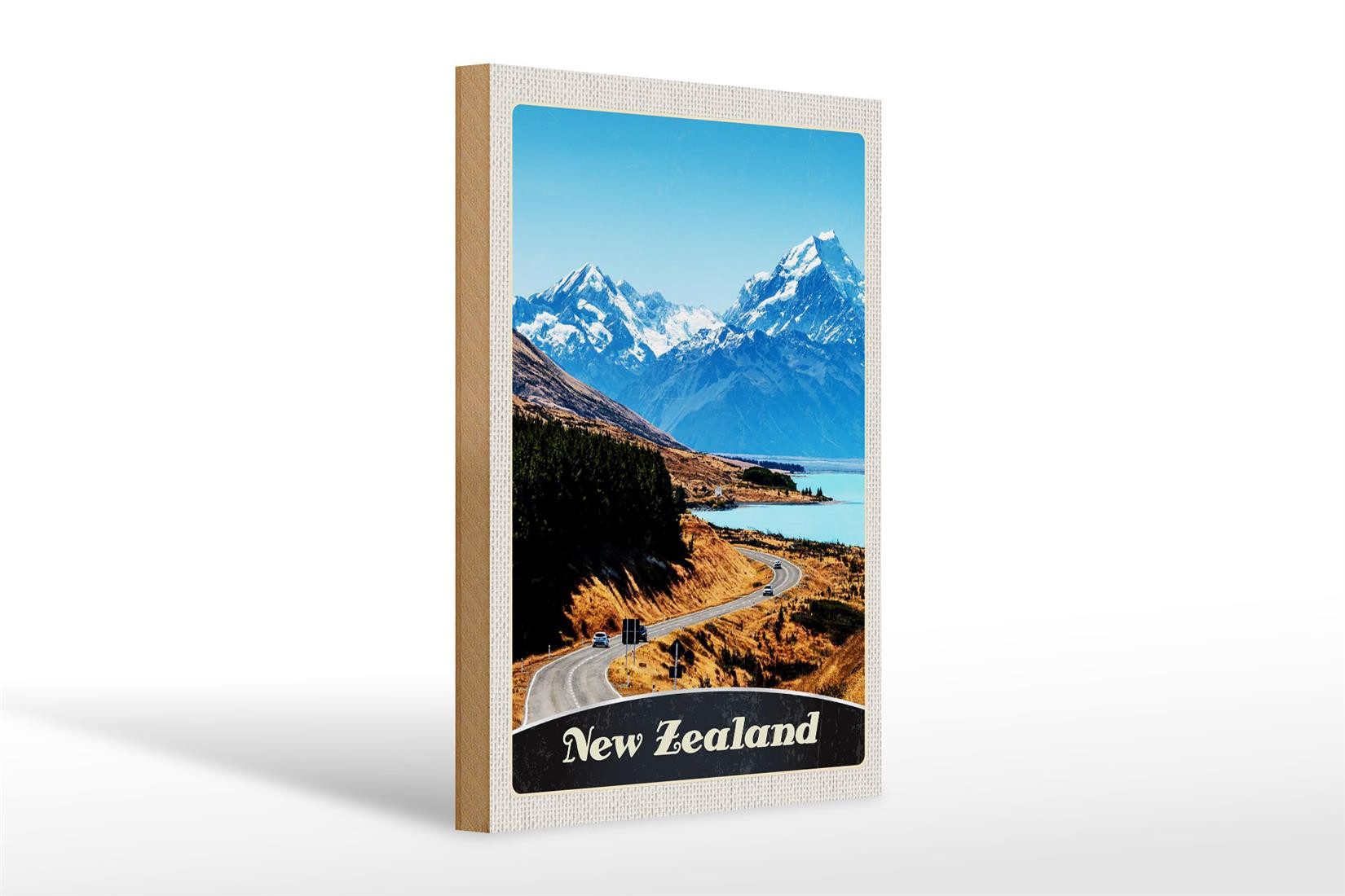 Holzbild Reise 20x30cm Neuseeland Europa Stadt Urlaub