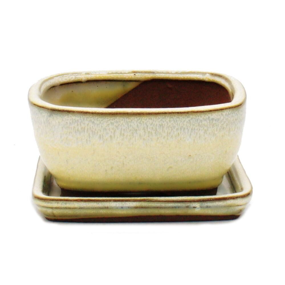 Exotenherz Pflanzschale Bonsai-Schale Unterteller Gr. 1 Hellbeige rechteckig Modell GB5 L 12cm (1 St)