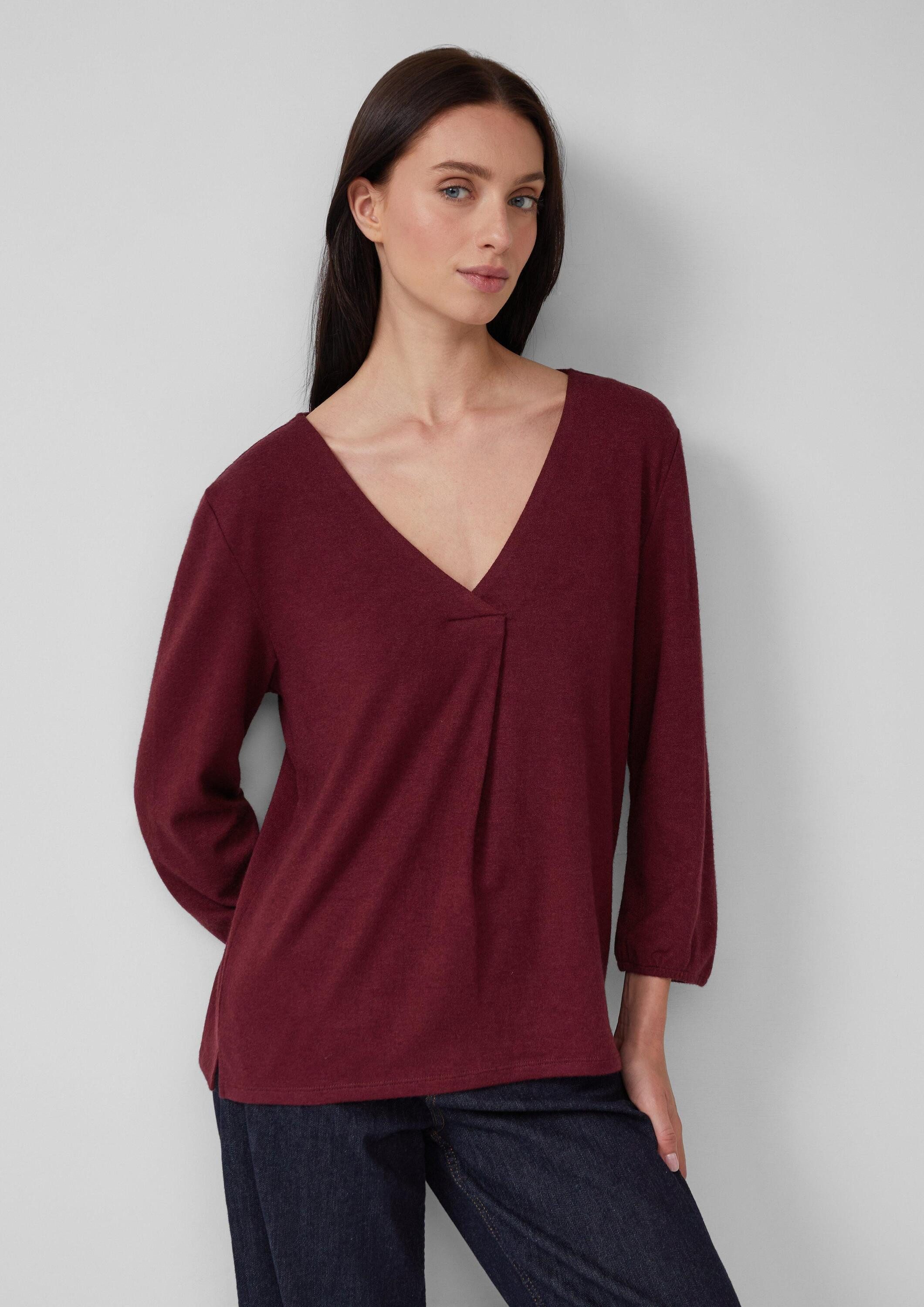 s.Oliver 3/4-Arm-Shirt T-Shirt Meliertes Shirt mit V-Ausschnitt und elastis günstig online kaufen