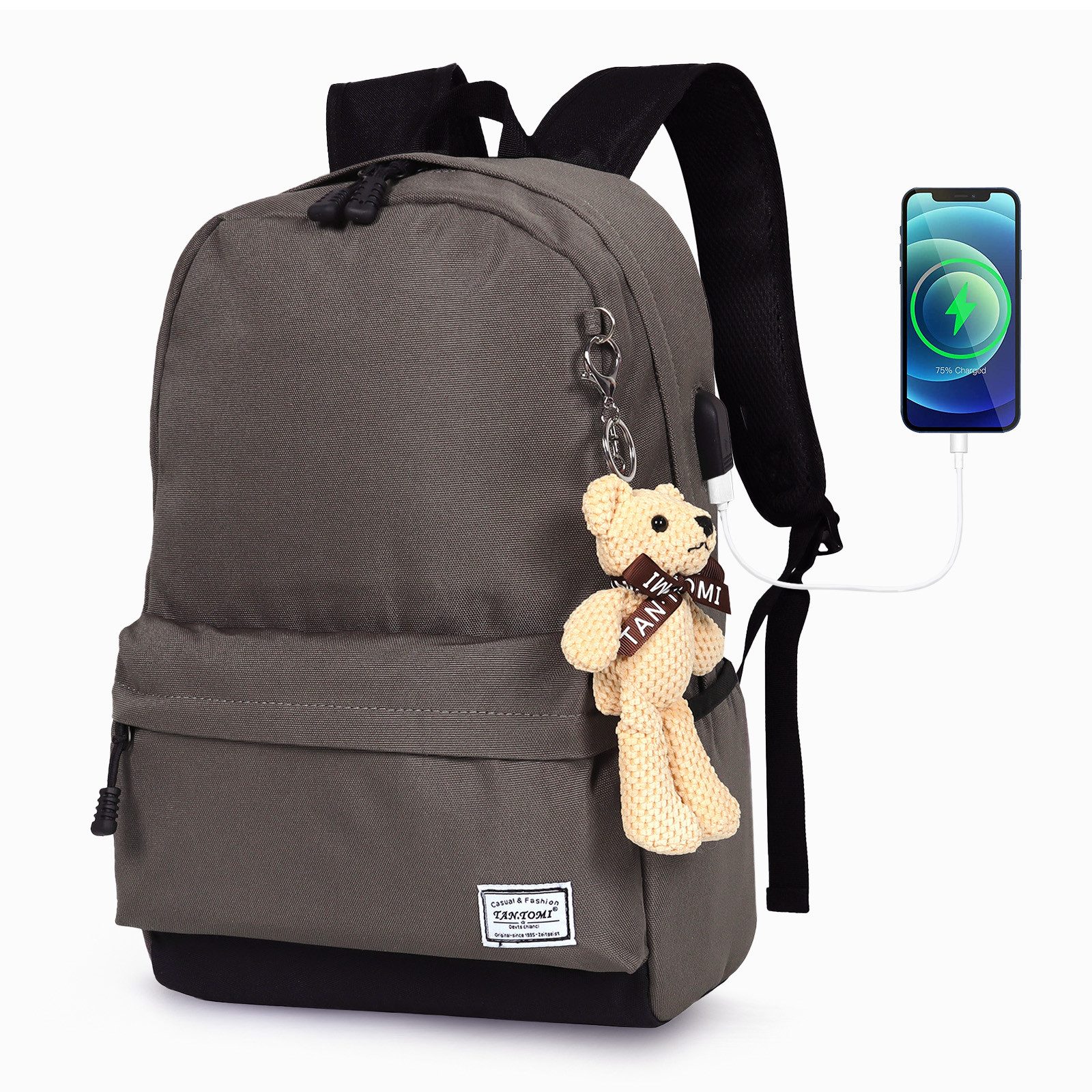 TAN.TOMI Schulrucksack Schulrucksäcke Schule Mädchen Laptop-Rucksack Laptop Fach (Sportrucksack Mit USB-Anschluss Anti-Diebstahl), Rucksäcke Schulrucksack Reiserucksack Arbeitsrucksack