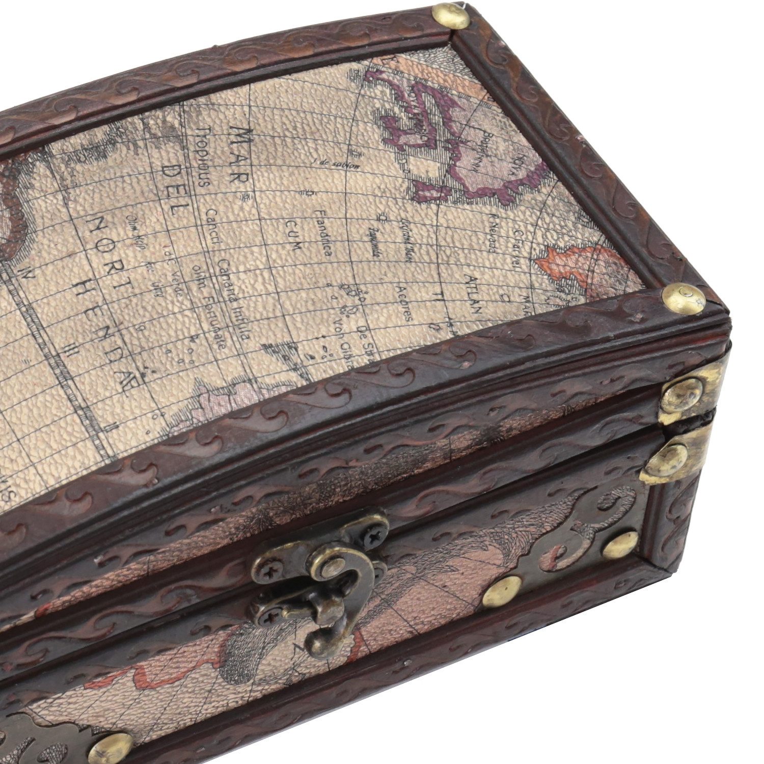 HMF Schatzkiste Schmuckkästchen aus Holz, kleine Schatztruhe zur Schmuckaufbewahrung, oder als Geschenkidee für Geburtstag Hochzeit Kolumbien 17 x 10 x 9 cm – Bild 5 von 5