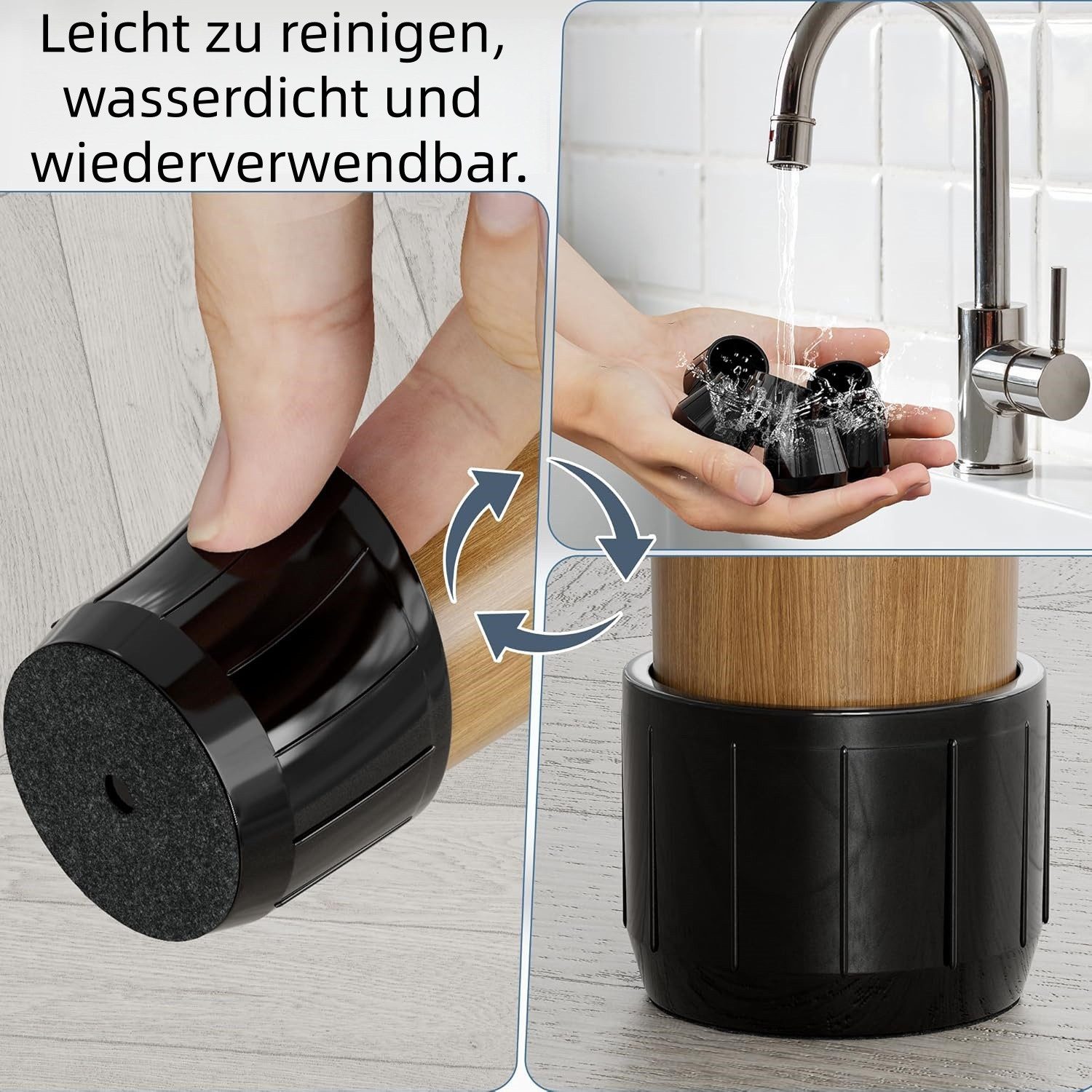 Agger Möbelfuß Stuhlbeinkappen 10 Stück,Silikon Stuhlbeinschoner mit Filzgleiter, (Kratzschutz für den Boden & Lärmminderung), Geeignet für Rund Schräge Stuhlbeine