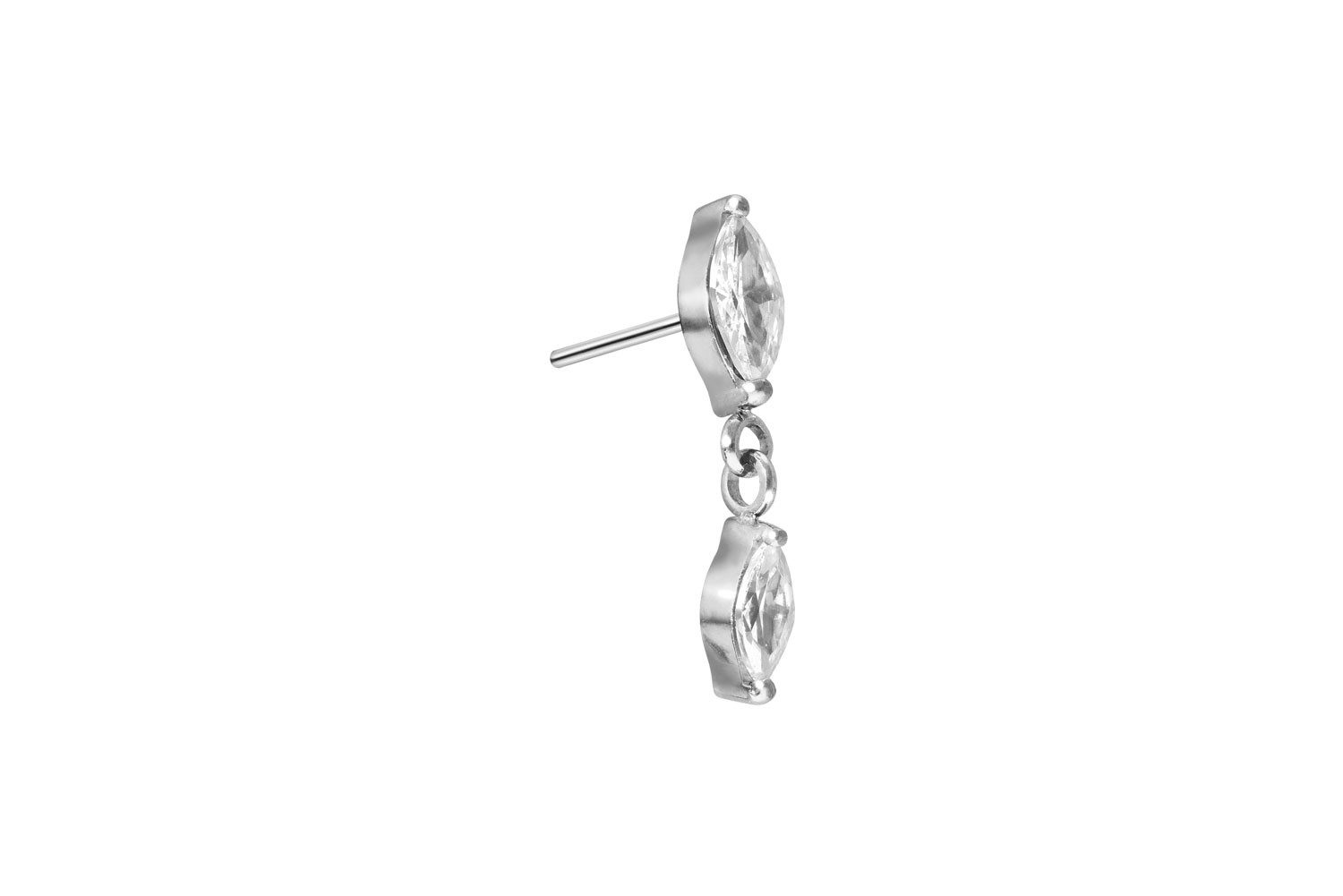 Piercing-Set Titan Aufsatz mit Push Pin 2 KRISTALLTROPFEN