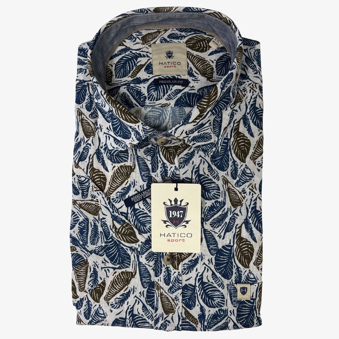 Hatico Kurzarmhemd – Freizeithemd Regular Fit – Bürohemd mit Print – S