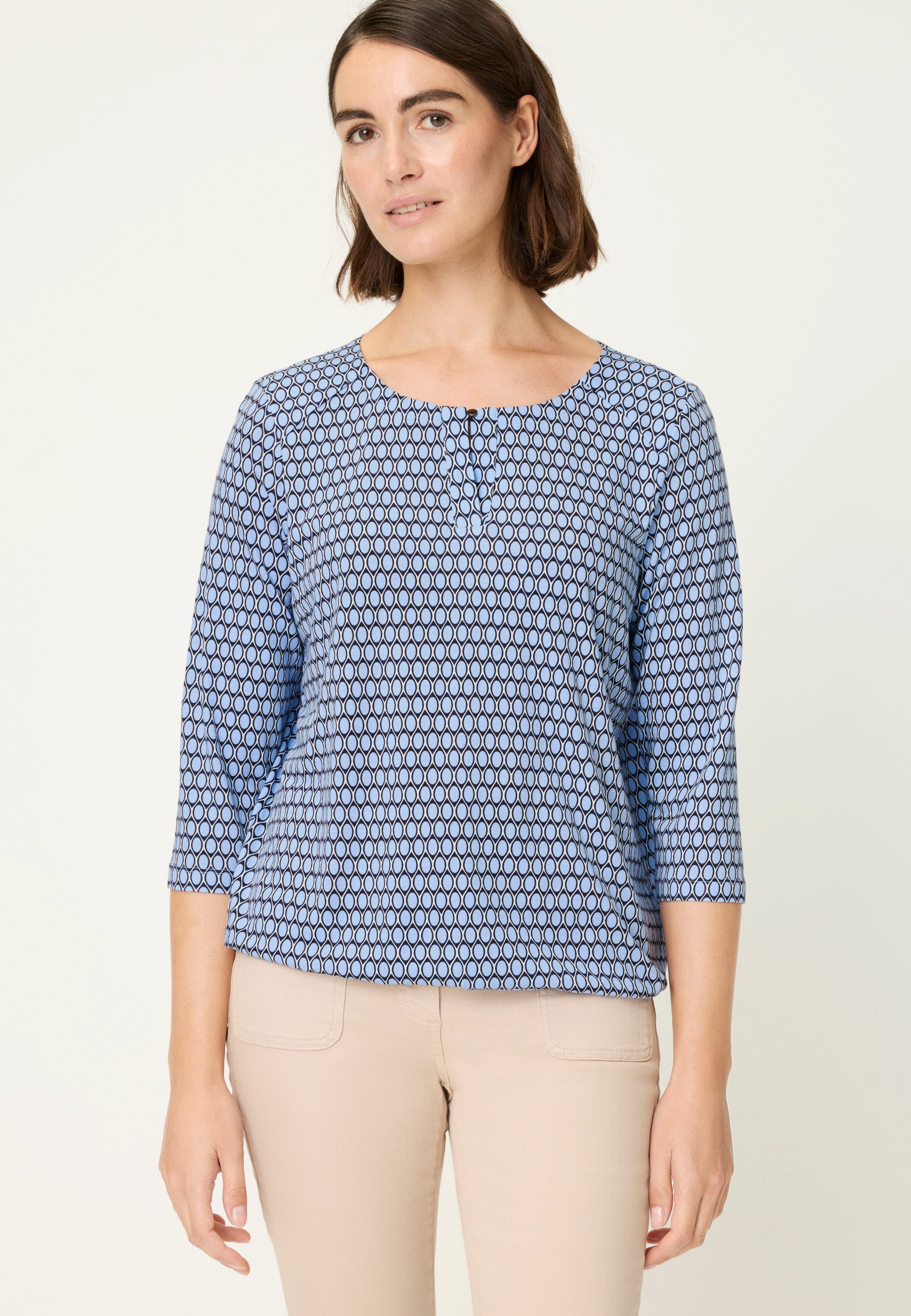 Olsen Tunikashirt mit Allover-Dessin und Tunikaausschnitt