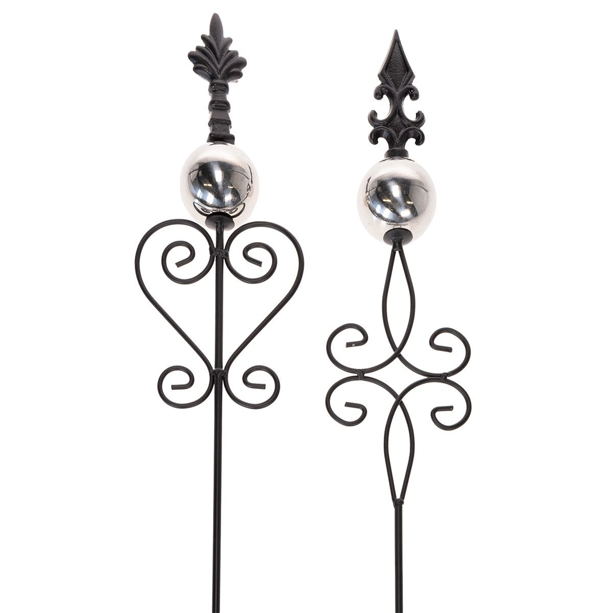 Posiwio Gartenstecker Elegante Gartenstecker aus Metall mit verschnörkeltem, 2 Stück