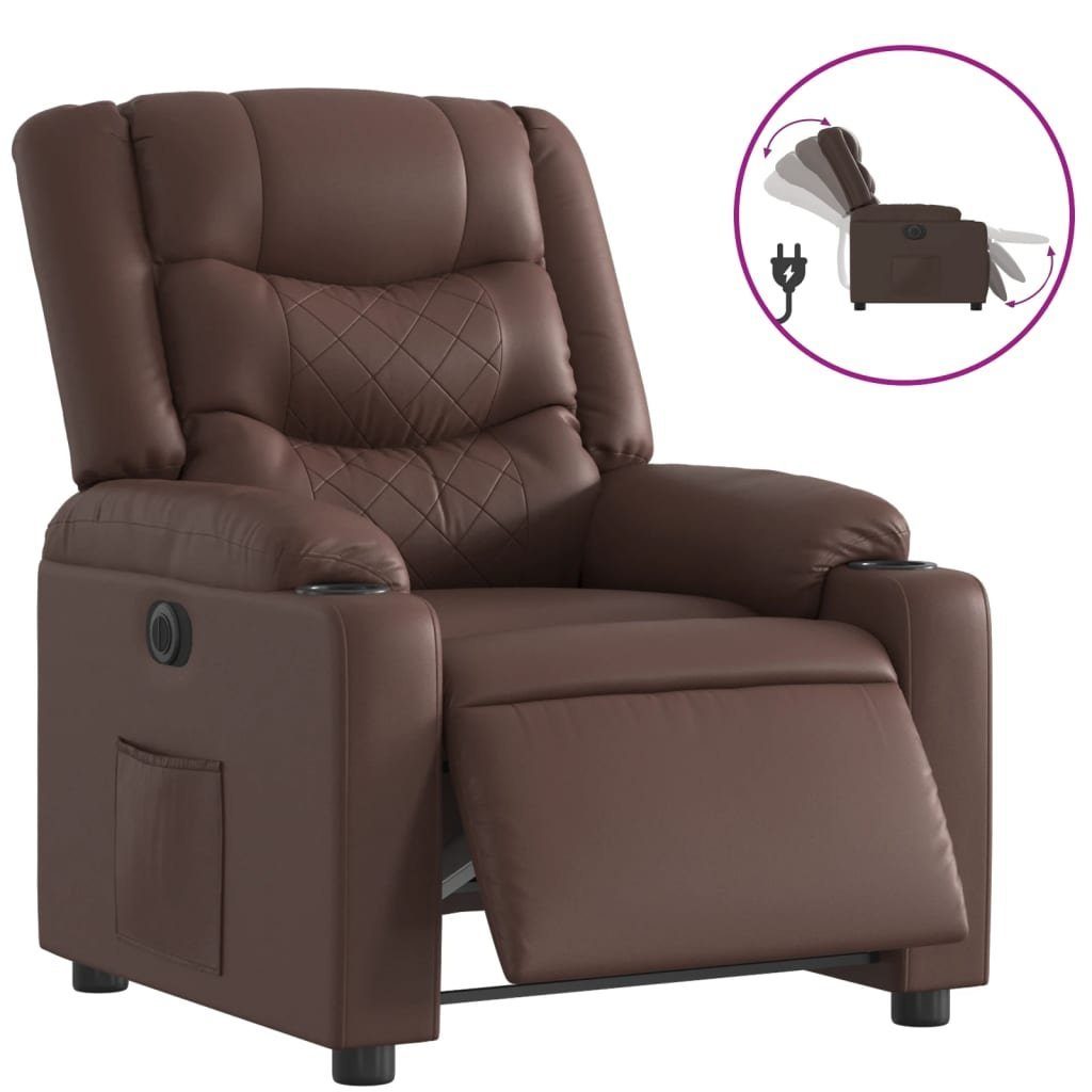vidaXL Sessel Elektrischer Relaxsessel Braun Kunstleder günstig online kaufen