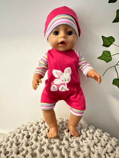 Baby Rose Puppenkleidung Puppenbekleidung Set 43 cm Baby Langarm Body pink mit Mütze (2er Set, 2-tlg., 2 Teile), puppenbekleidung 43 cm rosa für Baby Born Puppe und andere Puppen