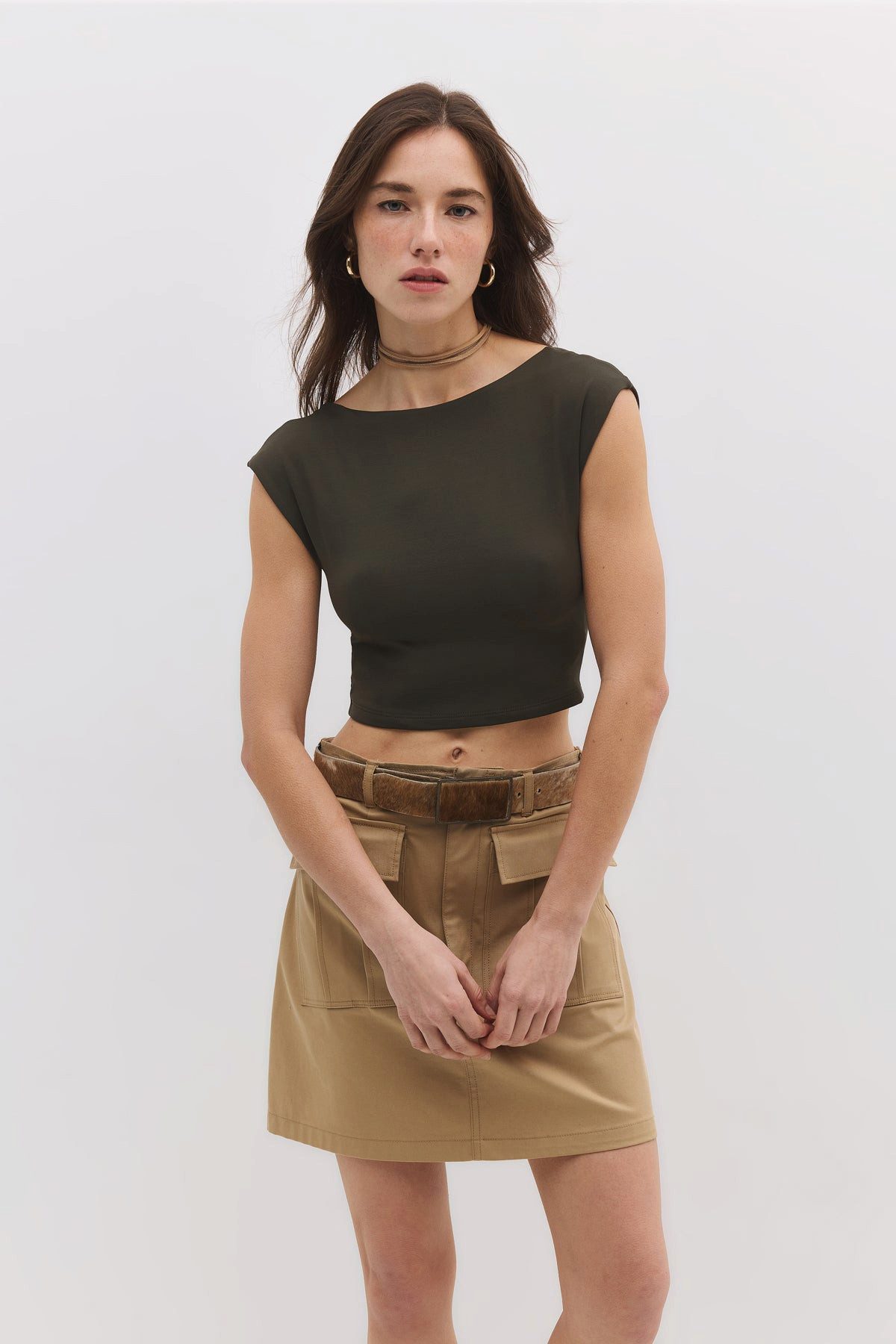 Blusentop Rückenfreies Basic-Crop-Top