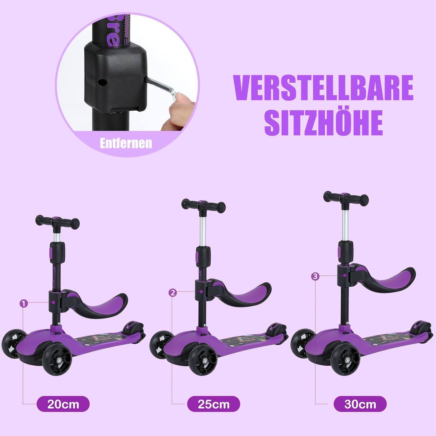 Thumbnail - BremToy Dreiradscooter Kinderroller Tretroller Faltbarer Scooter 1-14 Jahre