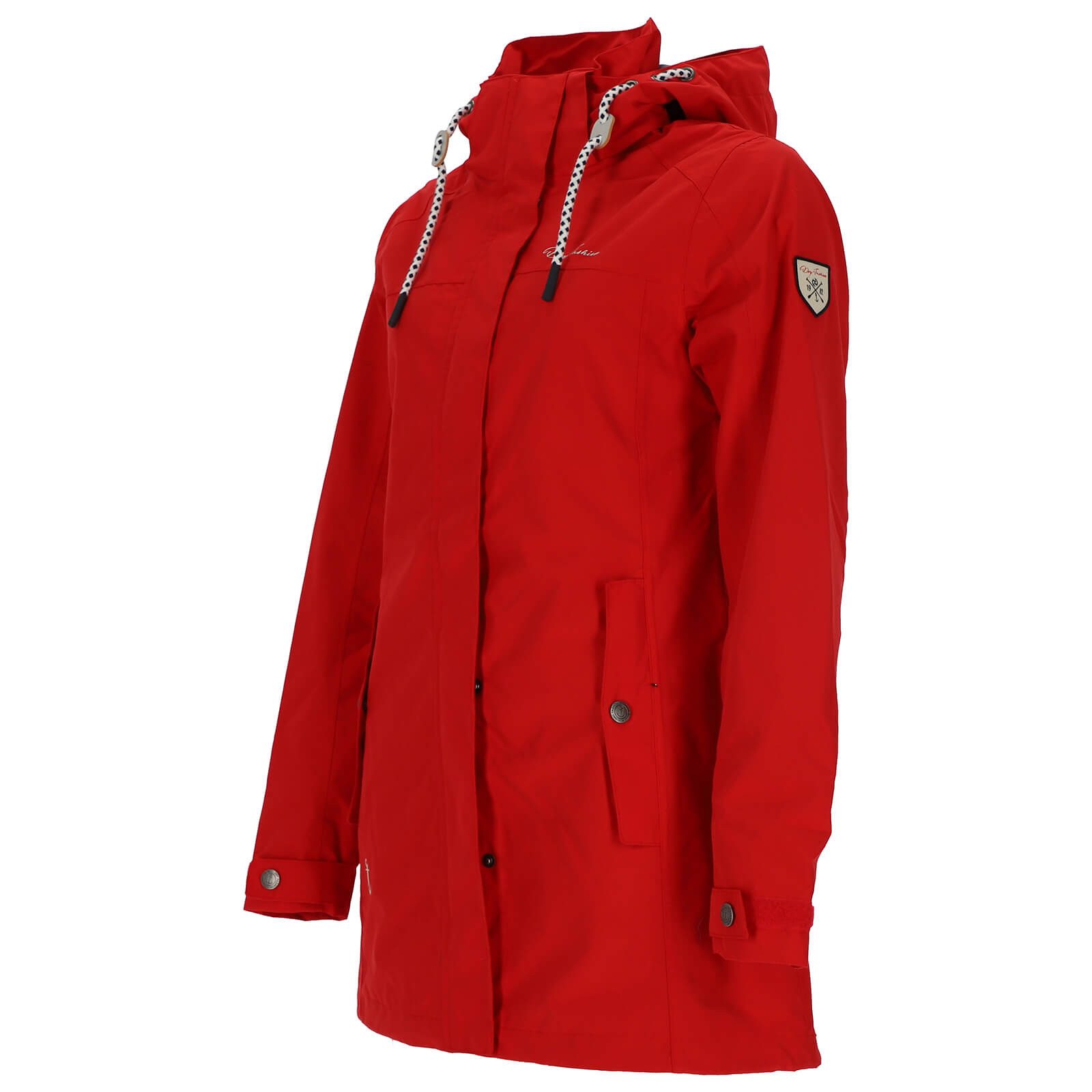 Dry Fashion Funktionsmantel Leer Damen Funktionsjacke Wasserdicht - Outdoor-Jacke Mantel Winddicht Atmungsaktiv, Verschweißte Nähte, Verstellbare und abnehmbare Kapuze