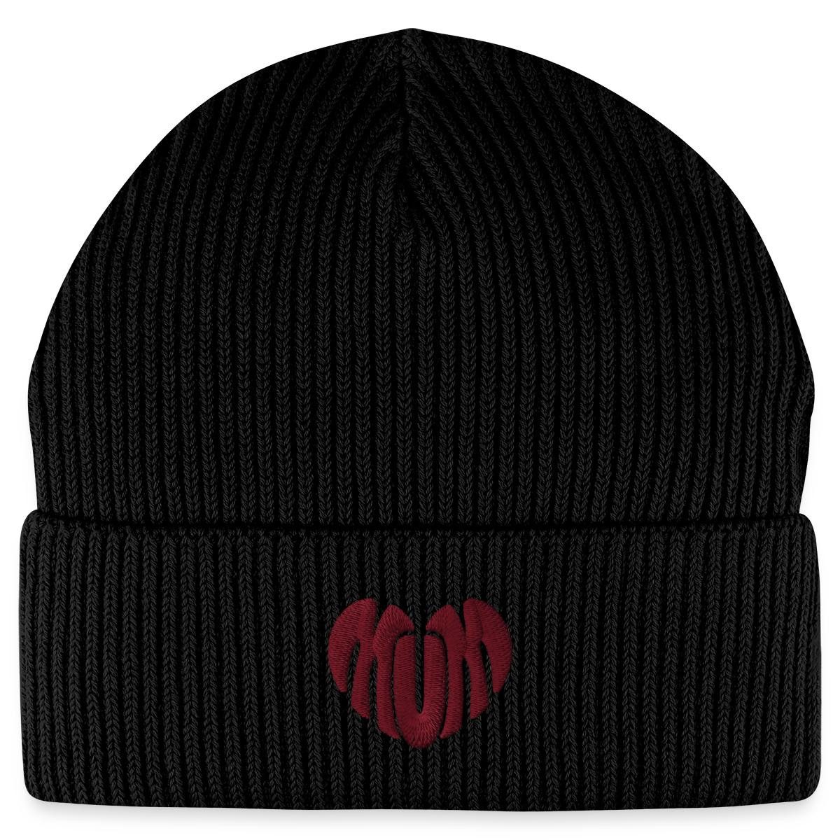 Spreadshirt Beanie Stickerei Mum Rotes Herz Fisherman Beanie Bio Mütze (1-St)