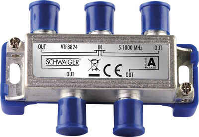 Schwaiger SAT-Verteiler VTF8824 241 (verteilt ein Signal auf vier Teilnehmer), für Kabel- und Antennenanlagen