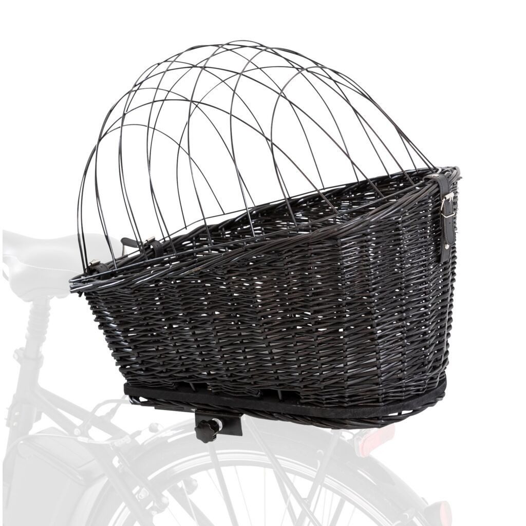 TRIXIE Tierfahrradkorb Hundefahrradkorb für Gepäckträger aus Weide, schwarz - schwarz - 35 ×