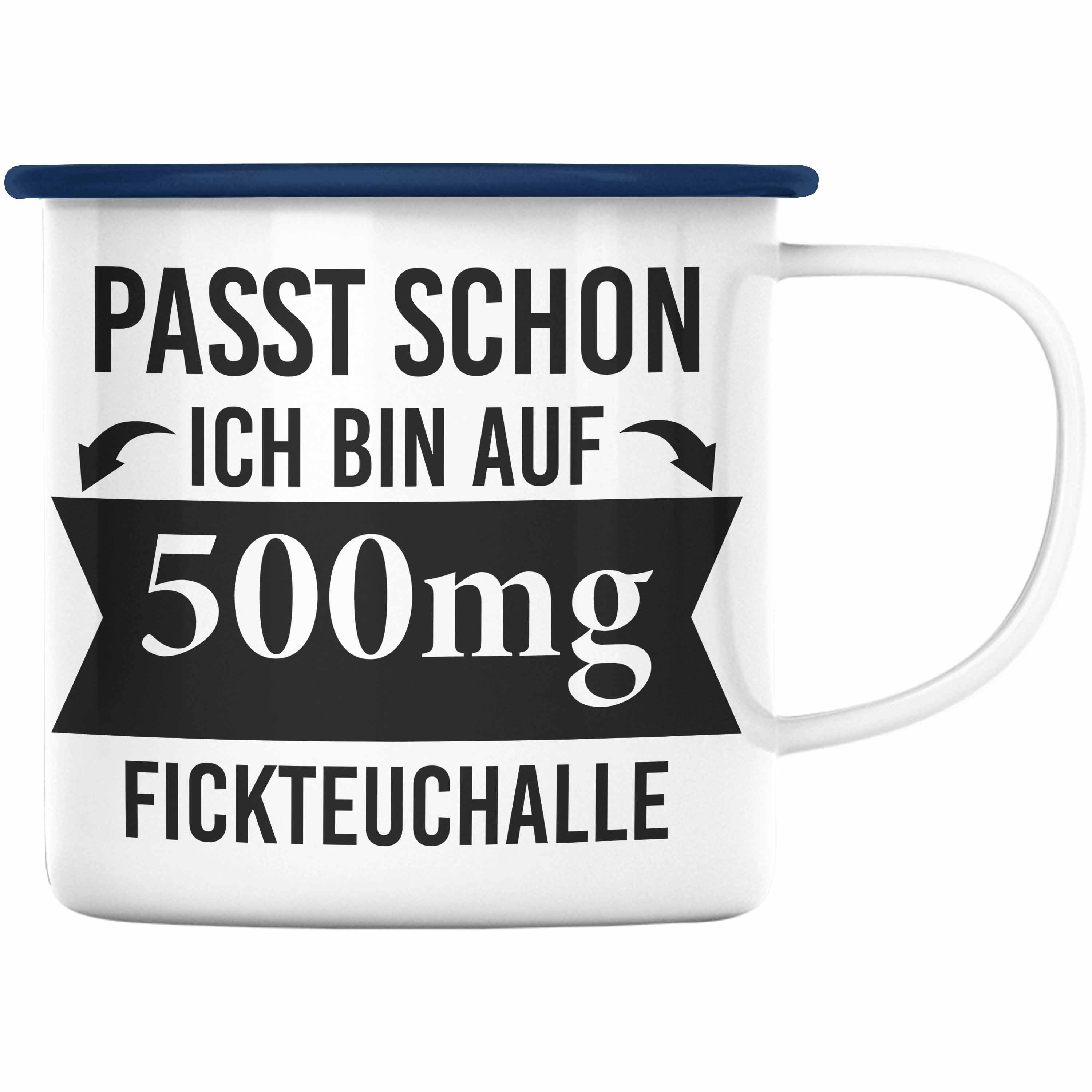 Trendation Thermotasse Trendation - Tasse Büro Geschenk Sprüche Blau Tasse Arbeitskollege Kollegin Kollege Spruch Emaille Lustiger Geschenkidee KaffeEmaille