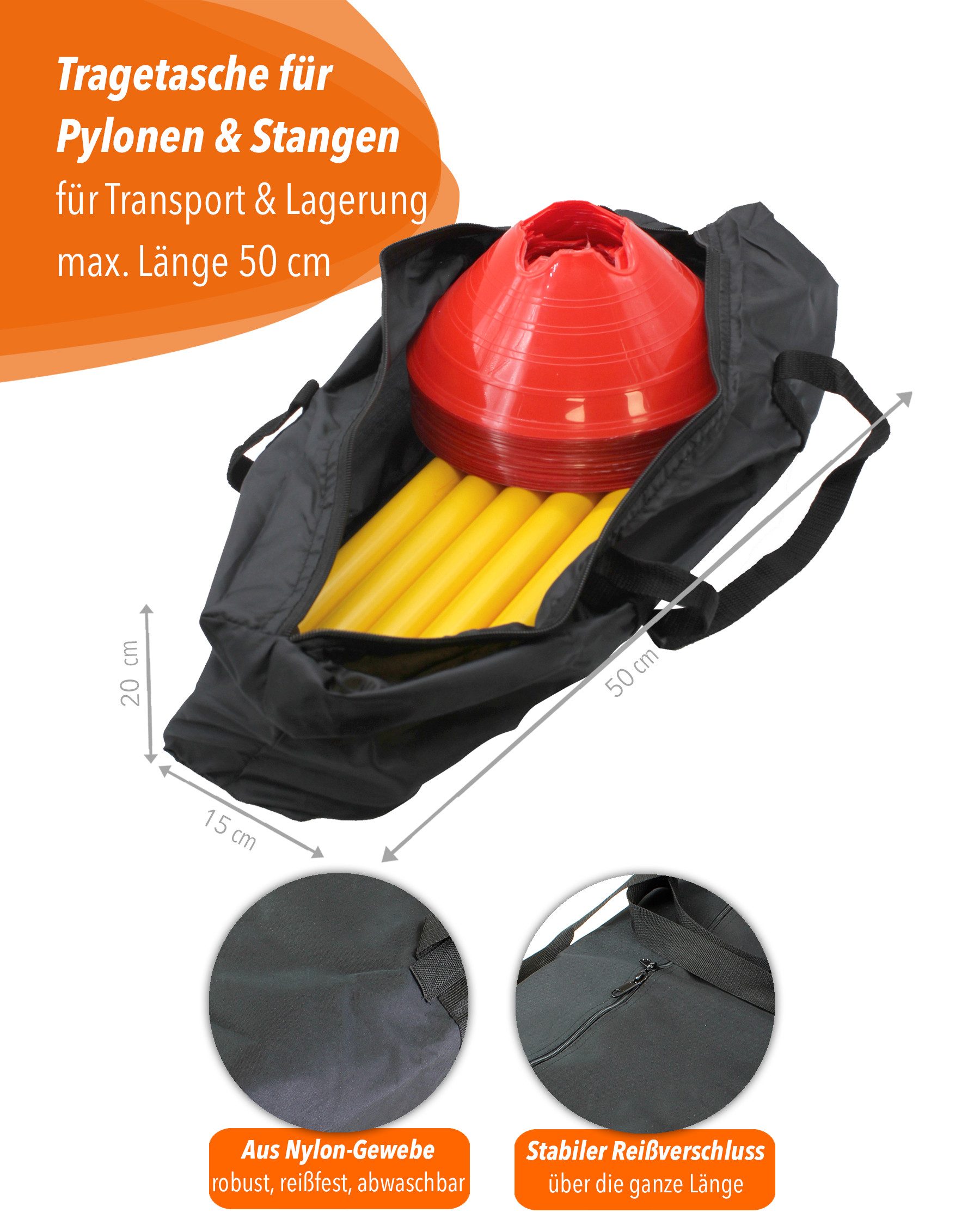SPORTIKEL24 Sporttasche Tasche für Mini-Hürden mit Stangen 50 cm Farbe Schw günstig online kaufen