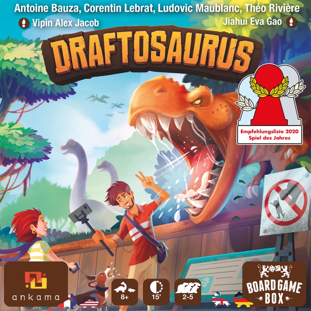 Board Game Box Spiel Draftosaurus, Brettspiel