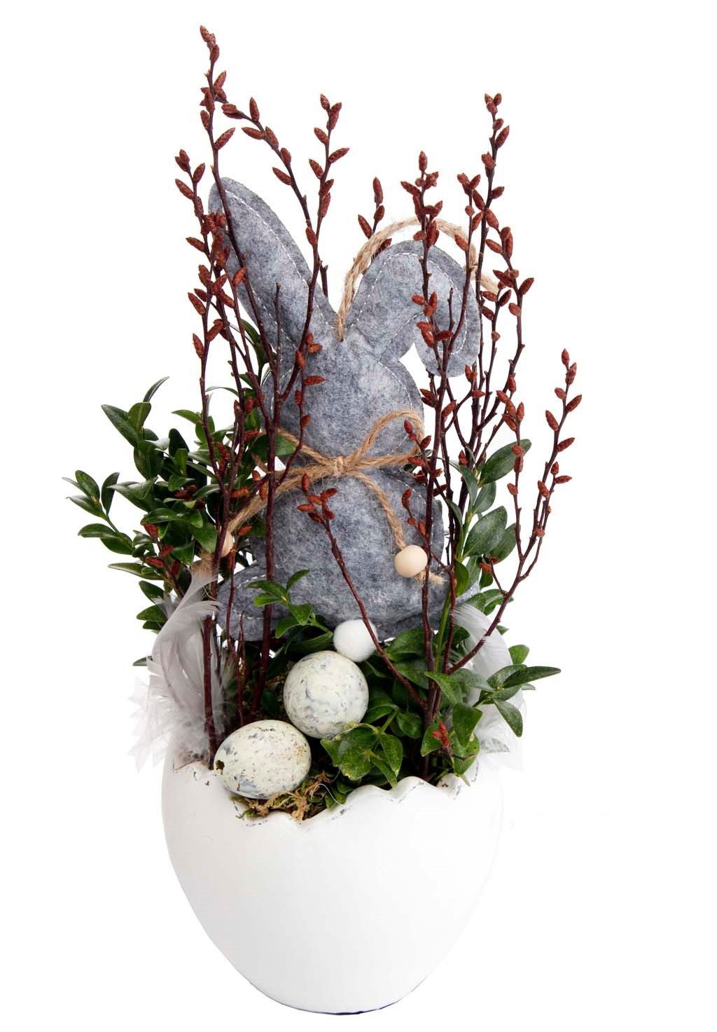 CreaFlor Home Osterkranz Frühling, Höhe: 30cm, Farbe: Naturfarben, Motiv: Hase