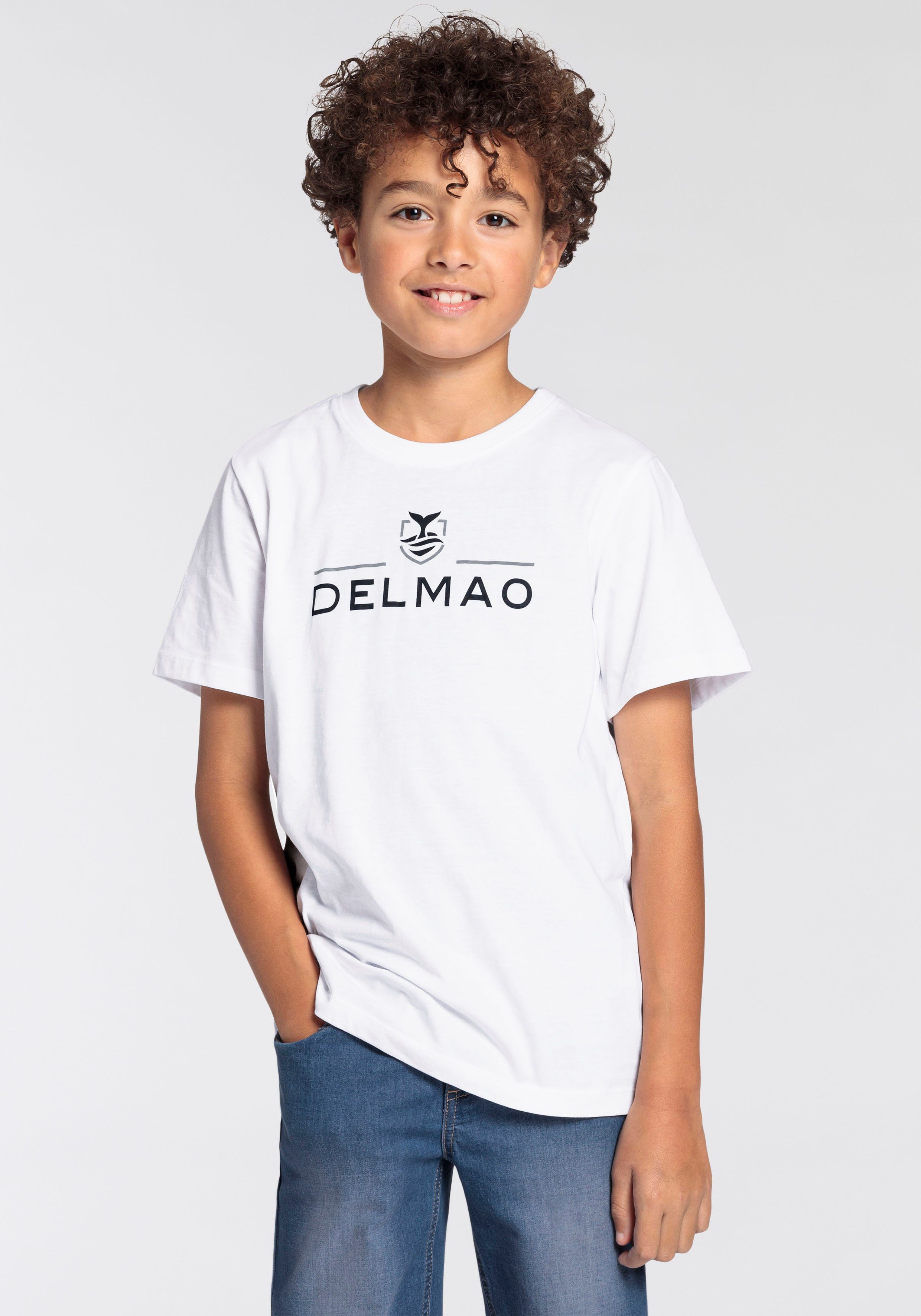 DELMAO T-Shirt für Jungen Kurzarm, Basic-Design, Rundhalsausschnitt
